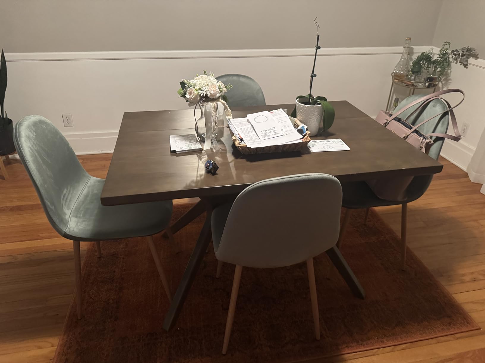 Velvet Dining Chairs Set of 4 - Modern Seating with Metal Legs for Living, Bedroom, Dining Room - Green Chairs, Chair Set for 4 customer photo 1
