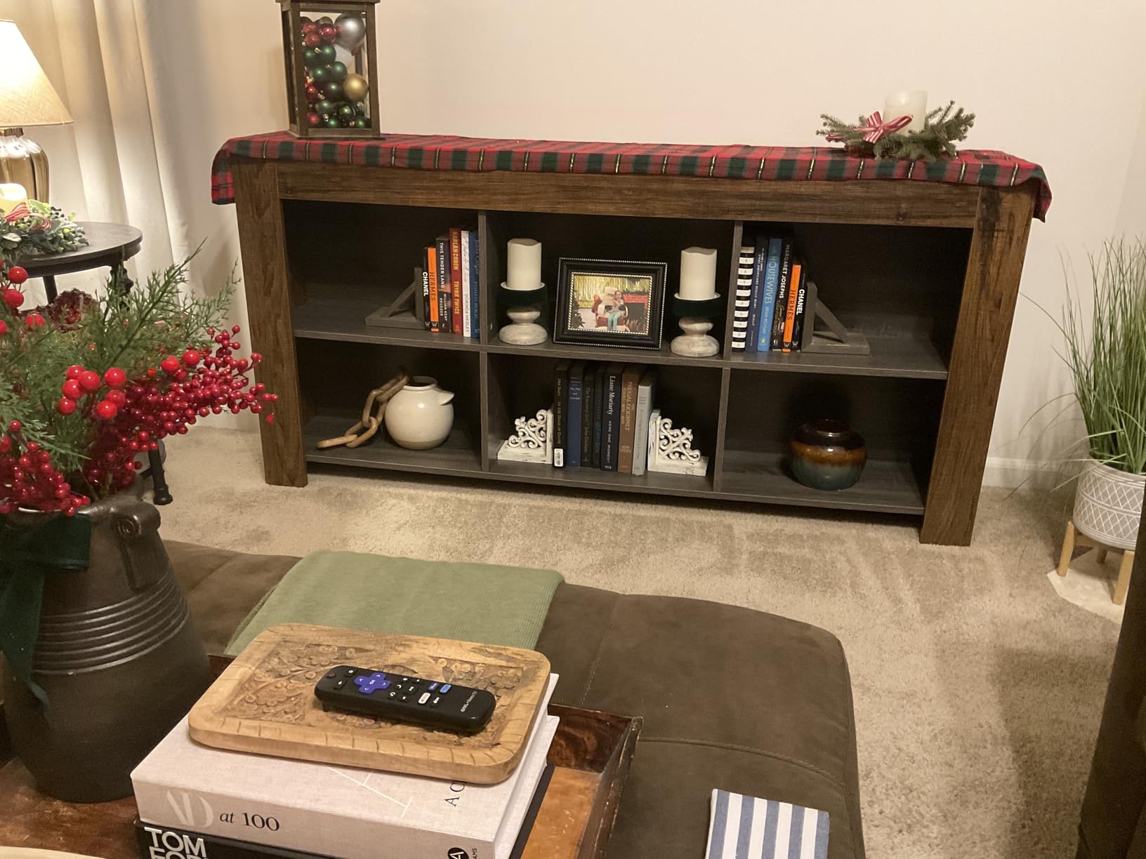 LITTLE TREE Console Table with Storage, 63-Inch Narrow Long Sofa Table, Entryway Table with 6 Cubes, Farmhouse Storage Shelves for Entryway, Living Room customer photo 1