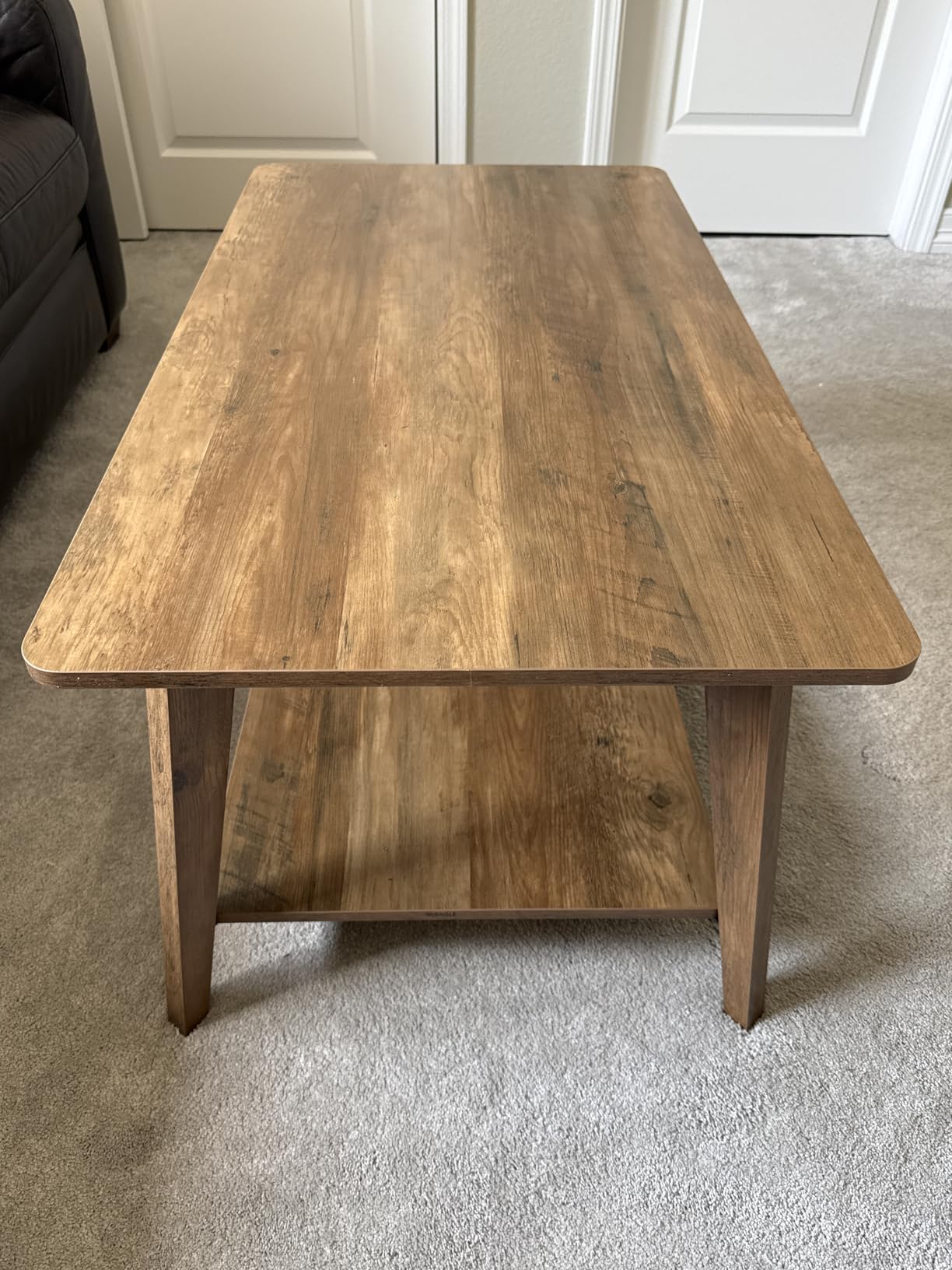 VASAGLE MAEZO Collection - Coffee Table, 2-Tier Center Table with Storage, Tapered Legs, Curved Transitions, 21.7 x 39.4 x 17.7 Inches, Easy to Assemble, for Living Room, Honey Brown ULCT249K01 customer photo 2