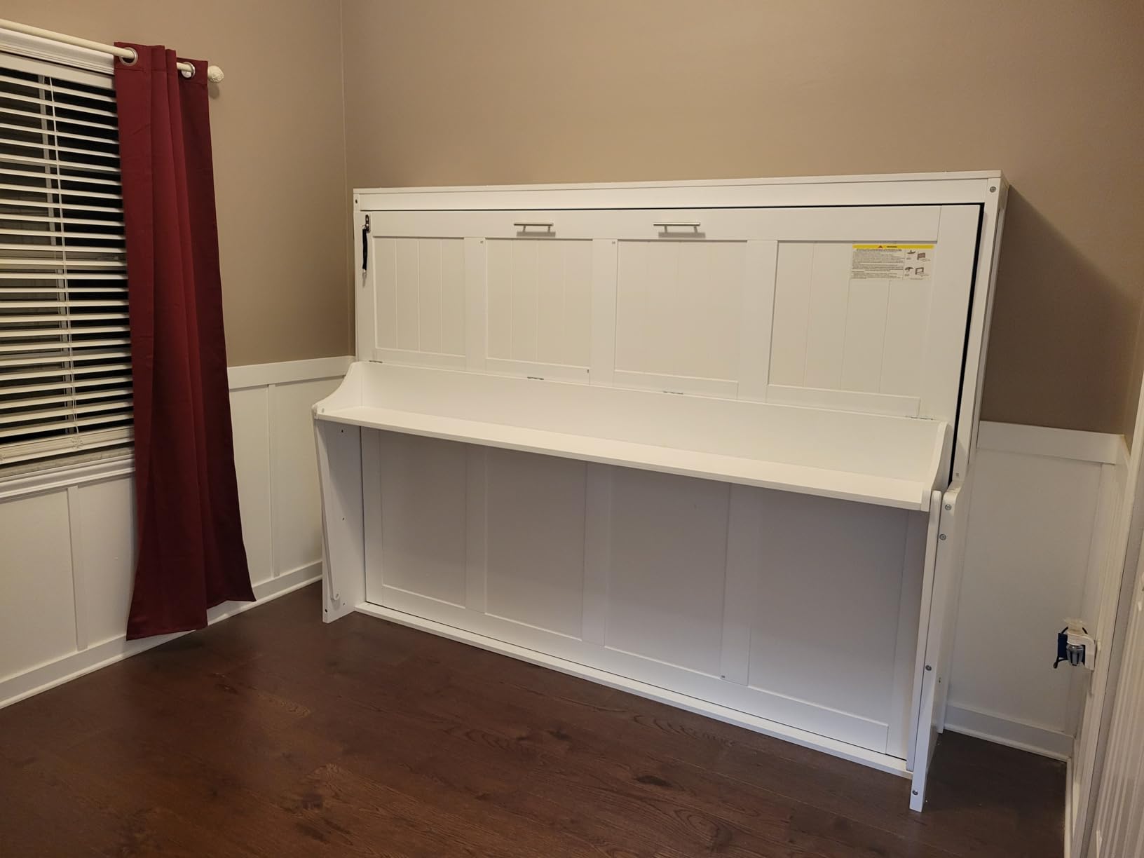 Ball & Cast Horizontal Murphy Bed Queen Size, Hidden Folding Wall Bed Frame with Hydraulic Lift & Desk, Wood Cabinet Platform Bed, White customer photo 1