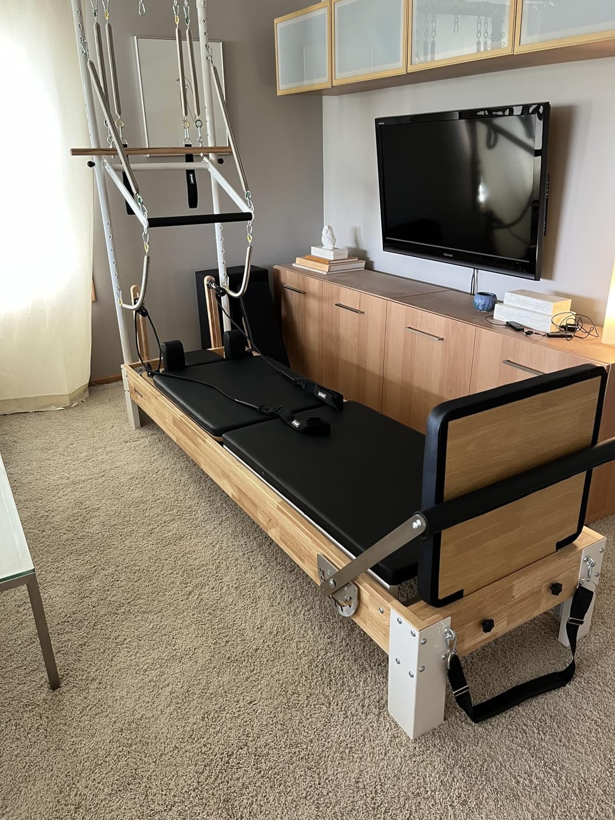 PAETA Pilates Reformer, Wooden Reformer Pilates Machine with Tower & Mat, Pilates Equipment for Home Workout and Studio, Includes Sitting Box, Jumpboard customer photo 1