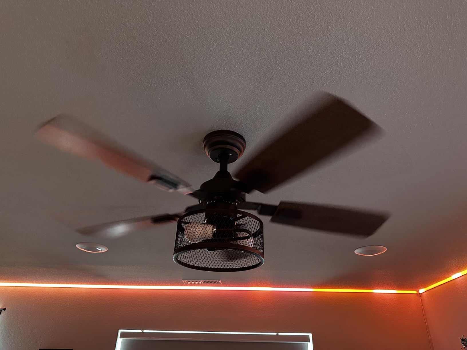 Depuley 42-Inch Ceiling Fans with Lights: Caged Ceiling Fans Dual Finish 5 Blades - Rustic Ceiling Fan with Remote Control for Farmhouse Living Room Outdoor Porch Noiseless (Black Walnut) customer photo 2
