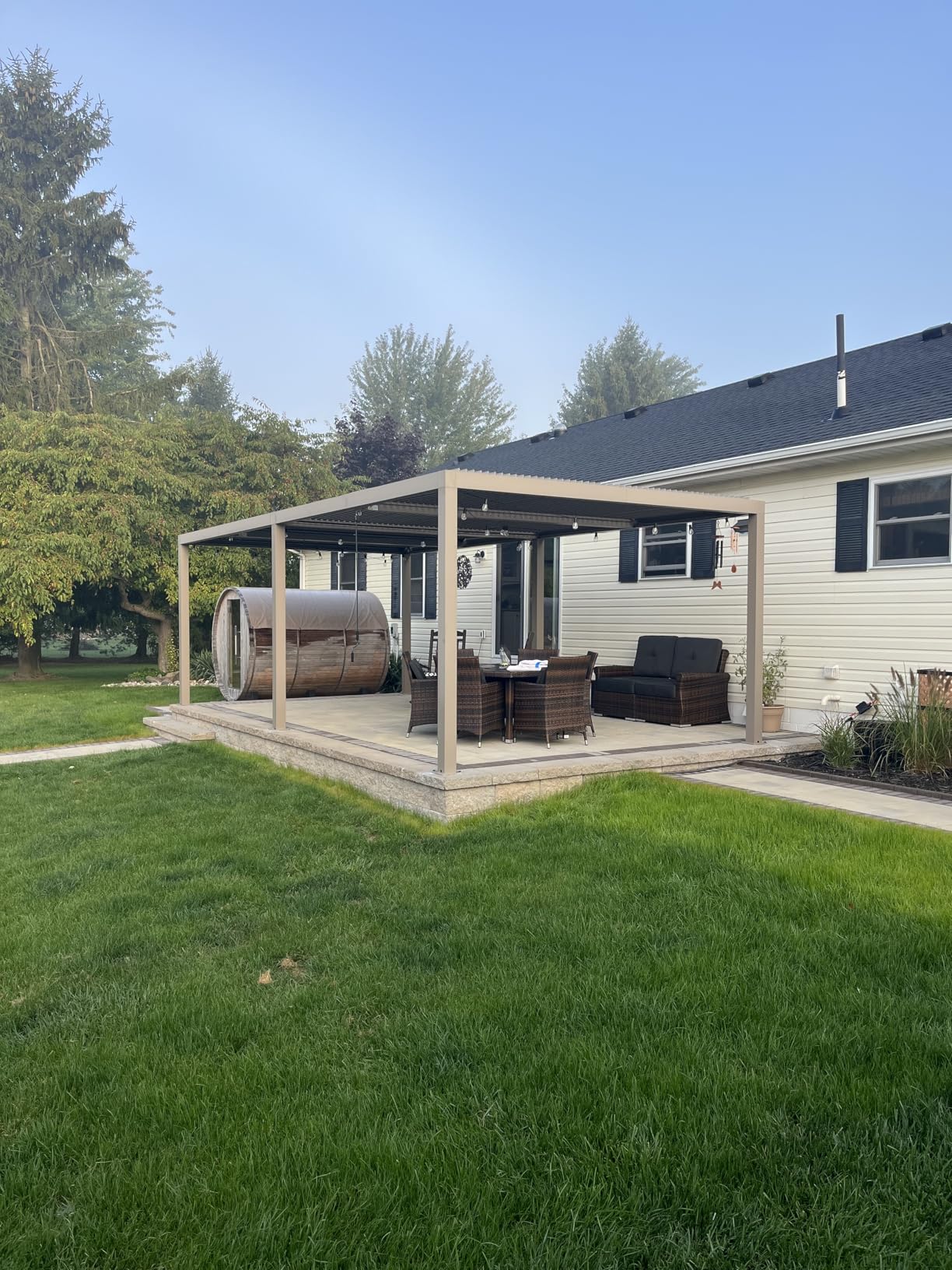 PURPLE LEAF 12' X 12' Louvered Pergola Durable Aluminum Adjustable Louvers | Premium Champagne Aluminum Frame, Independent Adjustable Roofs, Heavy Duty Frame, Integrated Drainage System customer photo 1