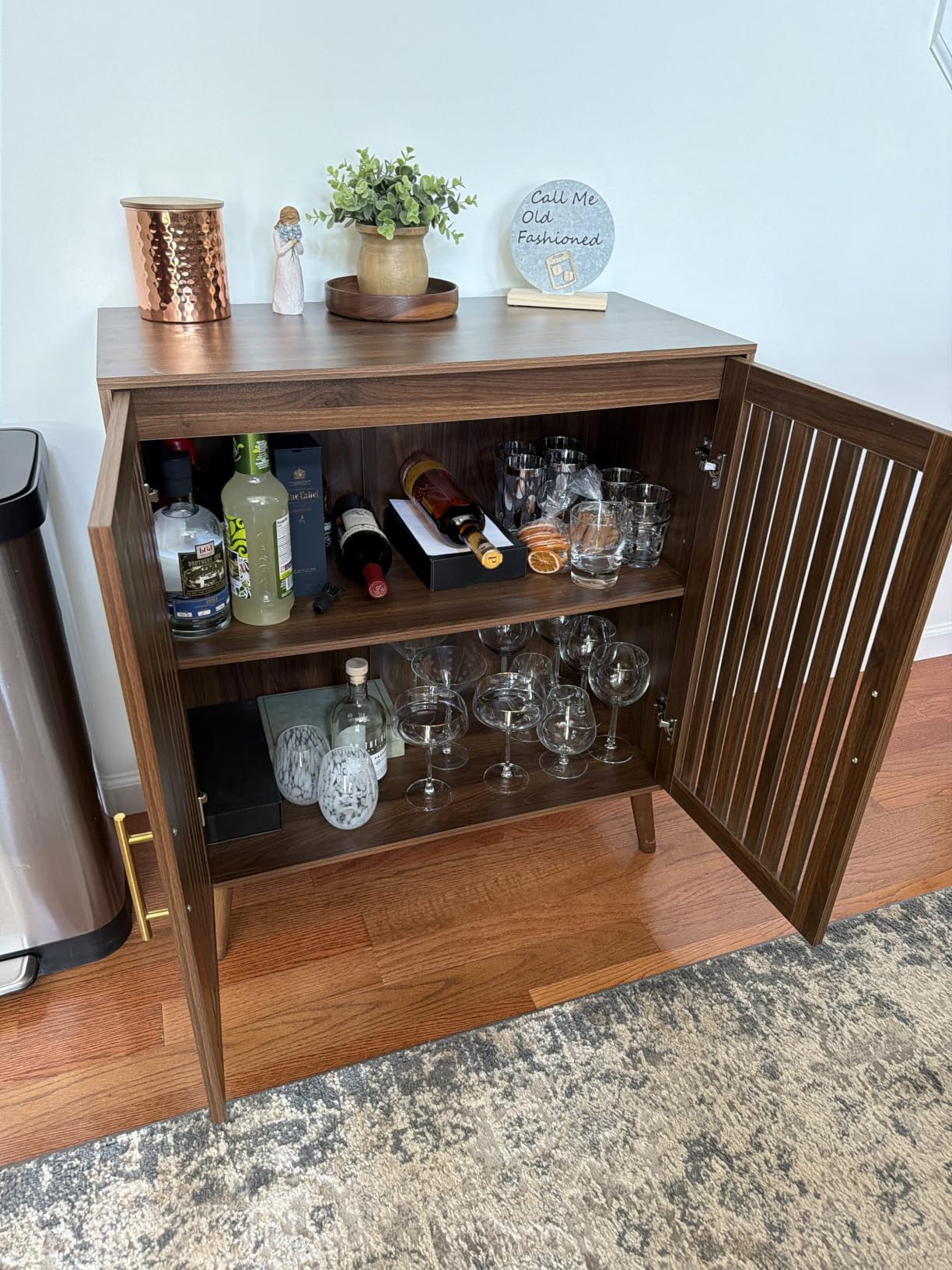 Smart FENDEE Sideboard Cabinet, 31.5in W Farmhouse Buffet Cabinet with Slatted Doors and Adjustable Shelf, Wood Coffee Bar Storage Station for Kitchen, Dining Room, Living Room, Entryway, Walnut Color customer photo 2