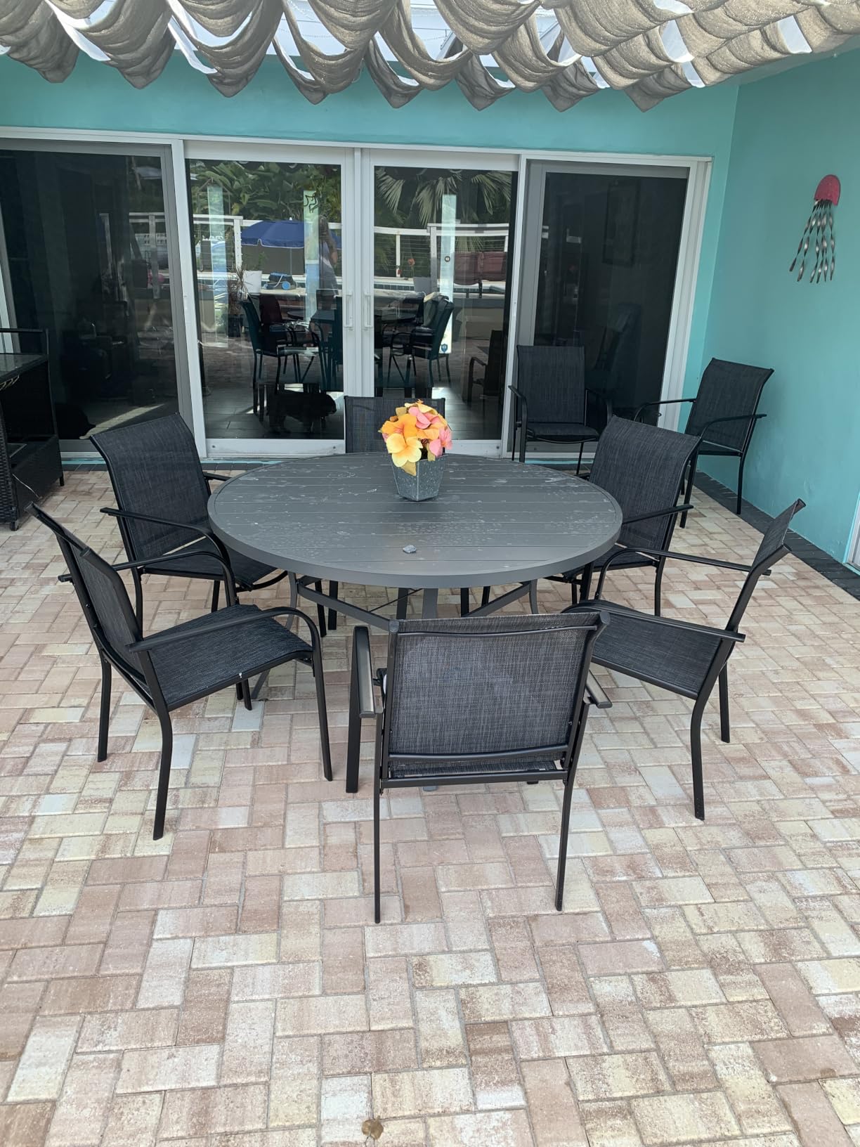 DIFY 7 Pieces Outdoor Patio Dining Set for 6, 47.2