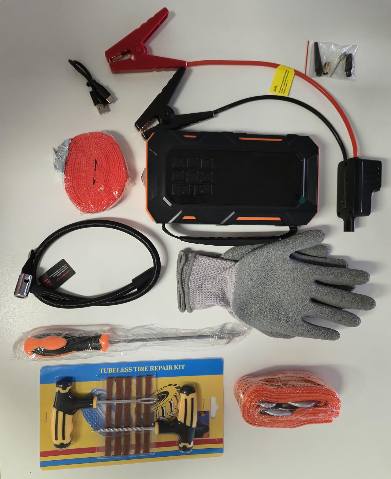 TREKURE 16-in-1 8000A Car Battery Jump Starter with Air Compressor 160PSI, Jump Starter Jump Box (All Gas 12L Diesel) with Portable Jumper Cables, Auto-Shutoff Tire Inflator, Gloves, Tow Rope customer photo 1