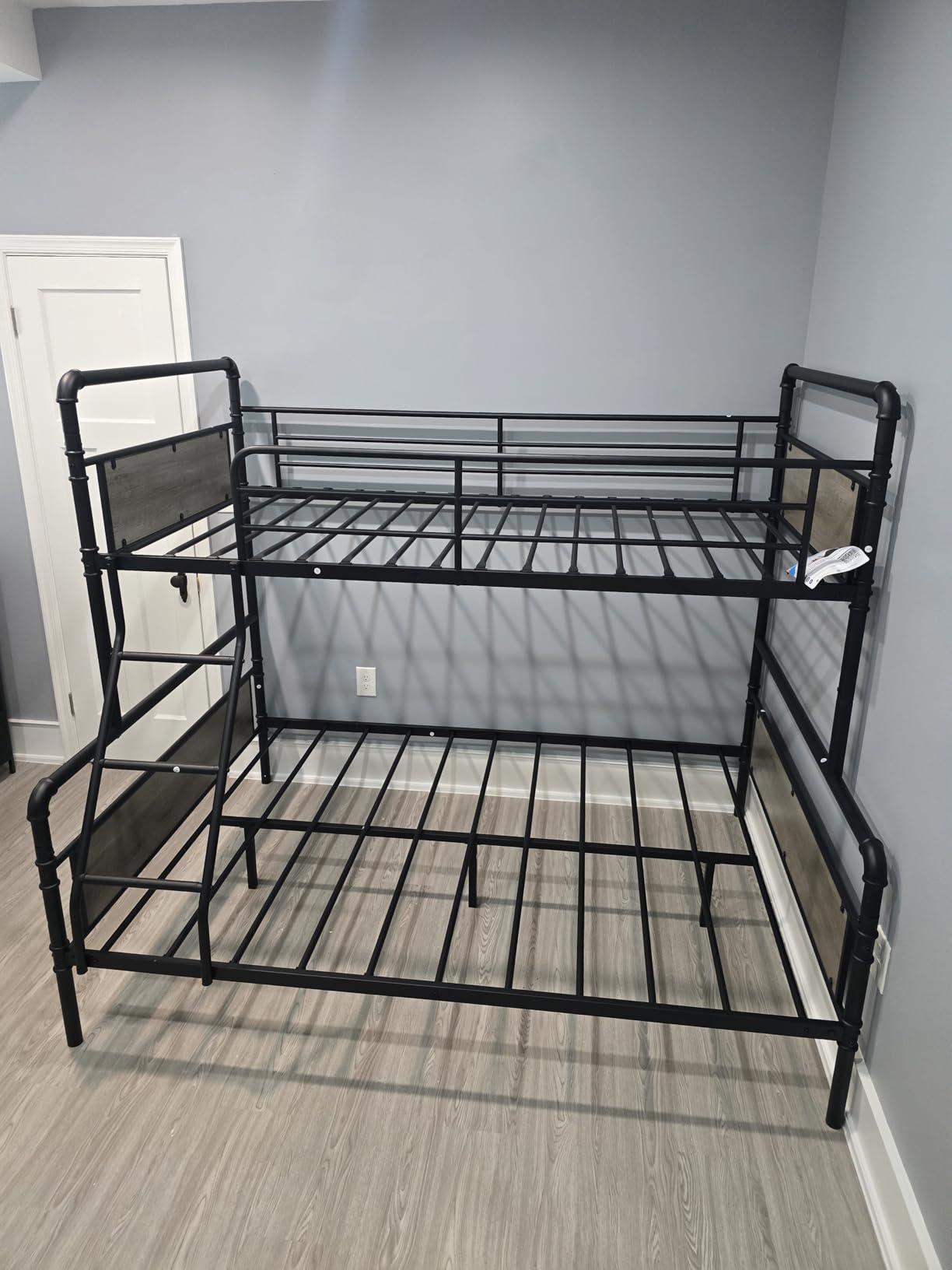 IDEALHOUSE Bunk Bed Twin Over Full Size with High Guardrail and Ladder | Convertible to 2 Separate Beds, Heavy Duty Industrial Bunk Bed, Metal Slats, For Kids Teens Adults, No Box Spring Needed, Grey customer photo 2