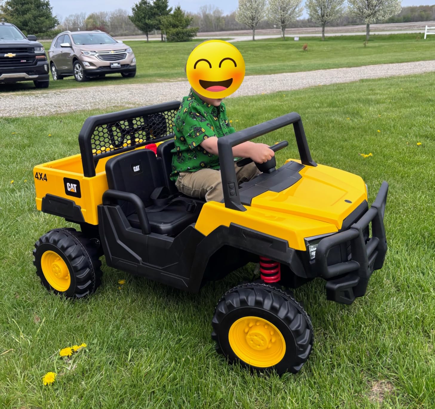 ANPABO 2 Seater Licensed Caterpillar Ride On Dump Truck, 24V Ride On Toys with 4×100W Motors, Up to 5Mph, Parent Remote, Shock Absorbers, Dump Bed and Shovel, Electric Car for Kids customer photo 2
