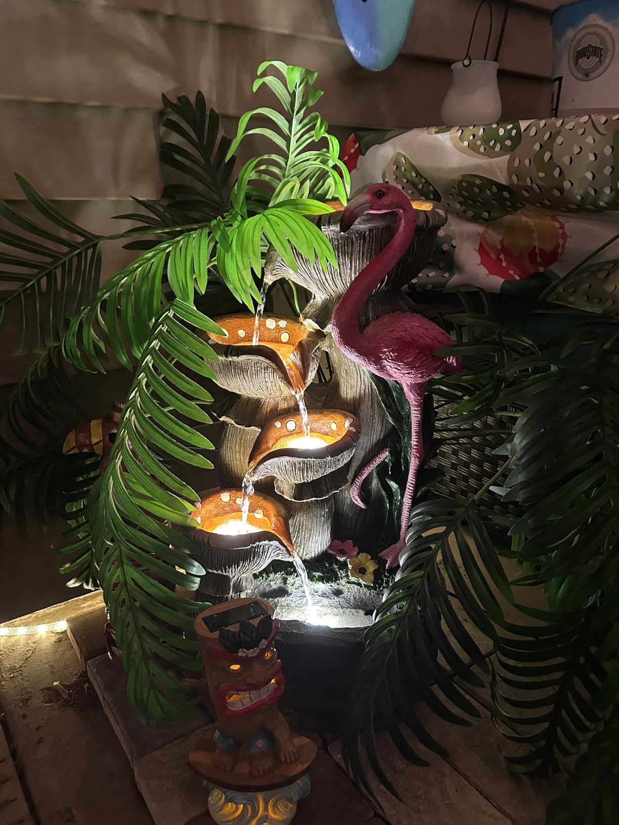 7 Tiers Cascading Rock Water Fountain with LED Lights, Outdoor Waterfall Fountain for Garden, Deck, Backyard, Patio, Porch, Natural Stone Look customer photo 2