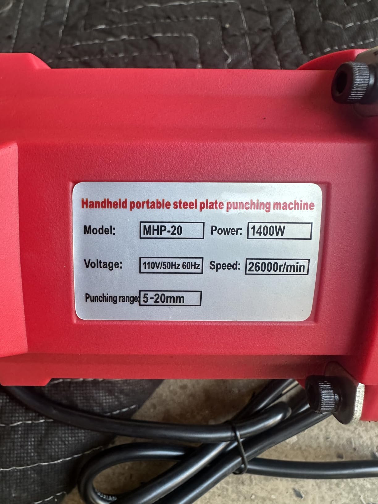 1400W Electric Hydraulic Hole Puncher, 22T Heavy Duty Hydraulic Hole Punch for Metal, Portable Punching Machine with 5 Dies (MHP-20) customer photo 1