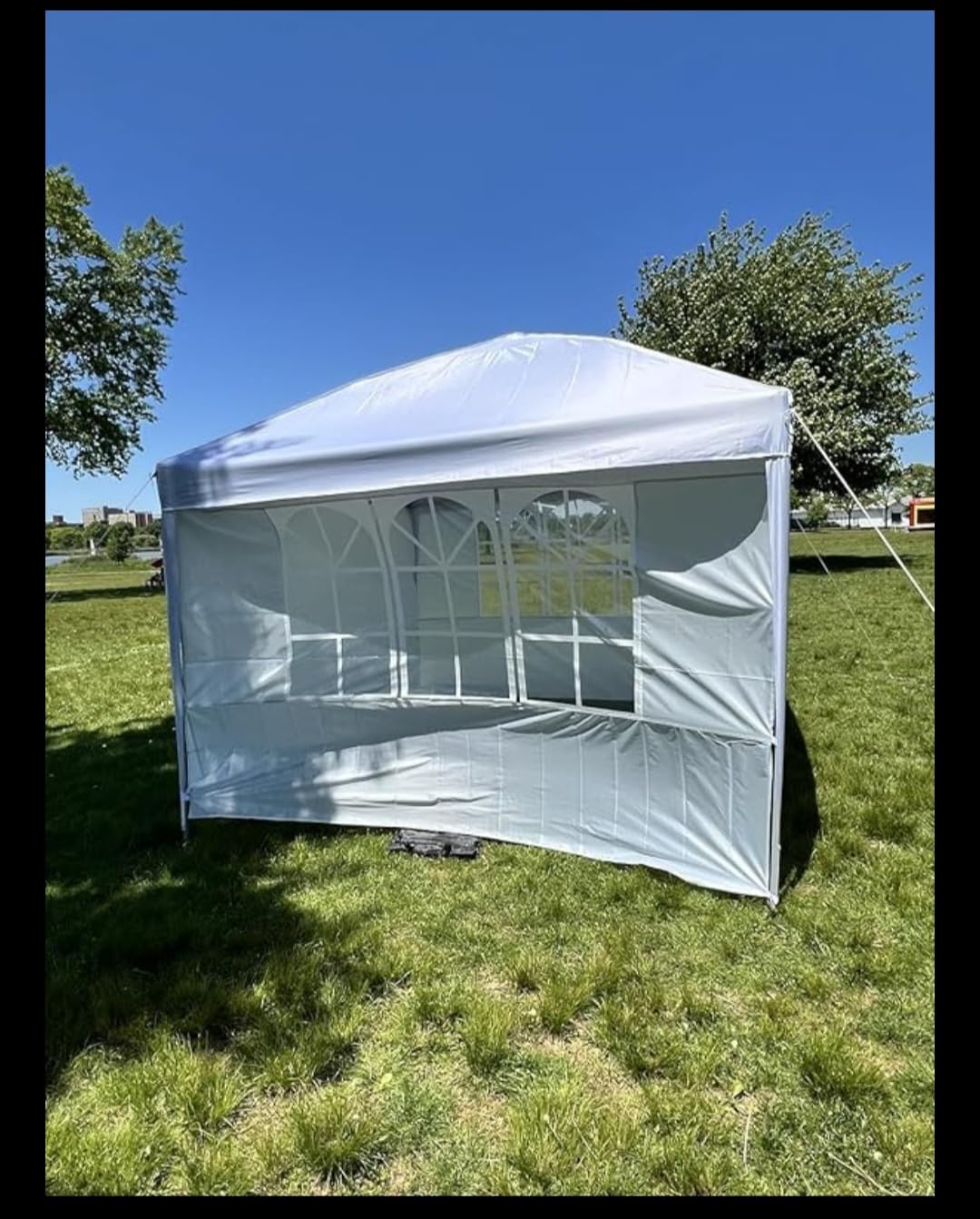 Driftalia 10x10 Pop Up Canopy Tent with Sidewalls, Instant Setup, White | One-Push Frame, 4 Removable Sidewalls, Carry Bag Included for Parties, Camping, Beach, Backyard & Outdoor Events customer photo 2