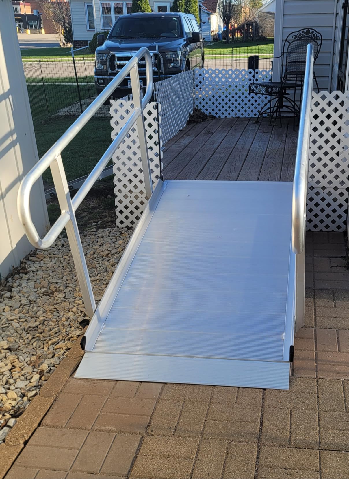 MAASTERS Ramp with Handrails 8 FT, Loading Capacity 850 lbs, ADA Compliant | non-slip surface, sturdy, waterproof customer photo 1