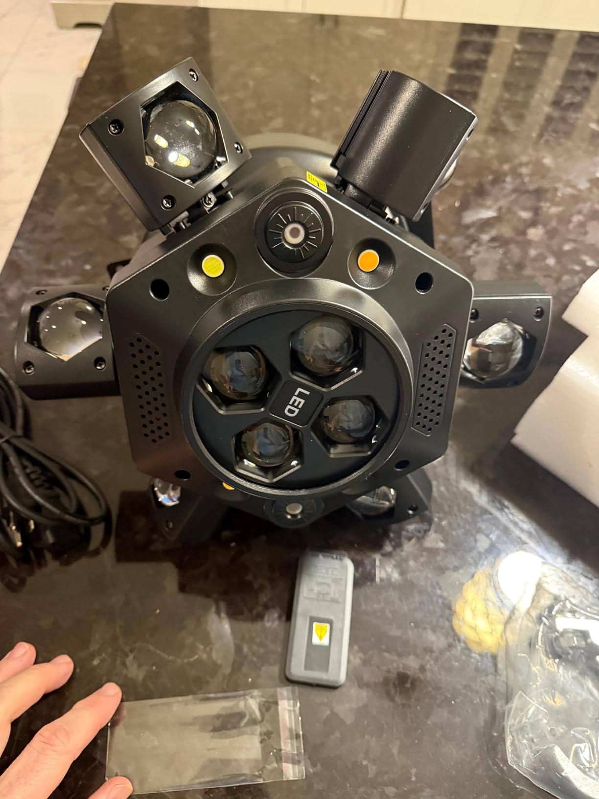 150W 6-Arm Spider Bee-Eye Moving Head LED DJ Light | 4-in-1 effects, RGBW Beam, Wash, Red/Green Laser, White/Amber Strobe, Sound Active, 24CH DMX customer photo 2
