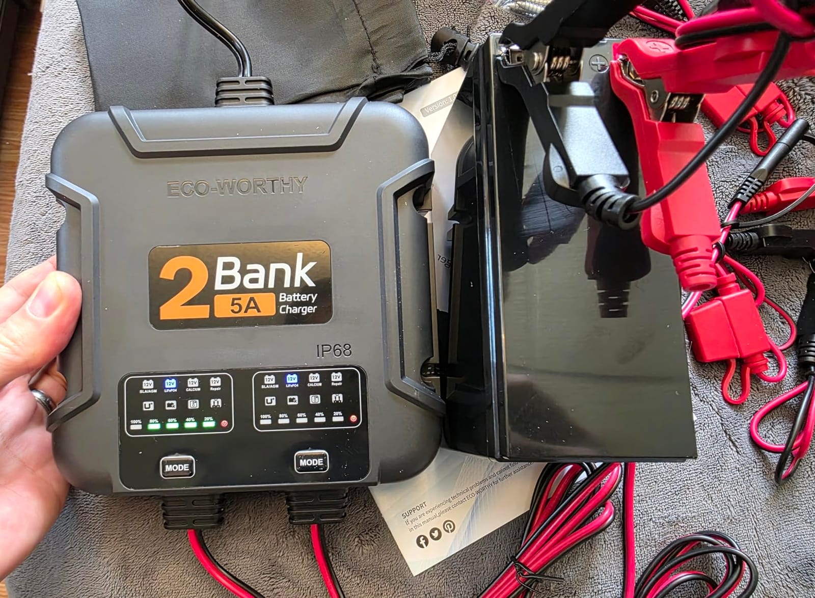 ECO-Worthy 2 Bank Marine Battery Charger 5X2, 12V 10A (5A/Bank) | Onboard Battery Charger, IP68 Waterproof, Activate & Repair for Lead-Acid & Lithium Batteries Boat RV Car customer photo 1