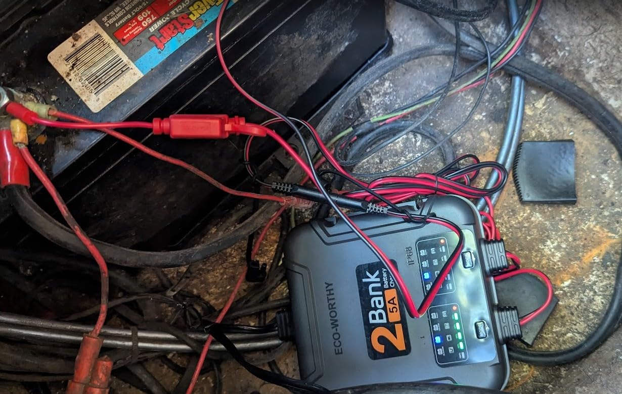 ECO-Worthy 2 Bank Marine Battery Charger 5X2, 12V 10A (5A/Bank) | Onboard Battery Charger, IP68 Waterproof, Activate & Repair for Lead-Acid & Lithium Batteries Boat RV Car customer photo 2