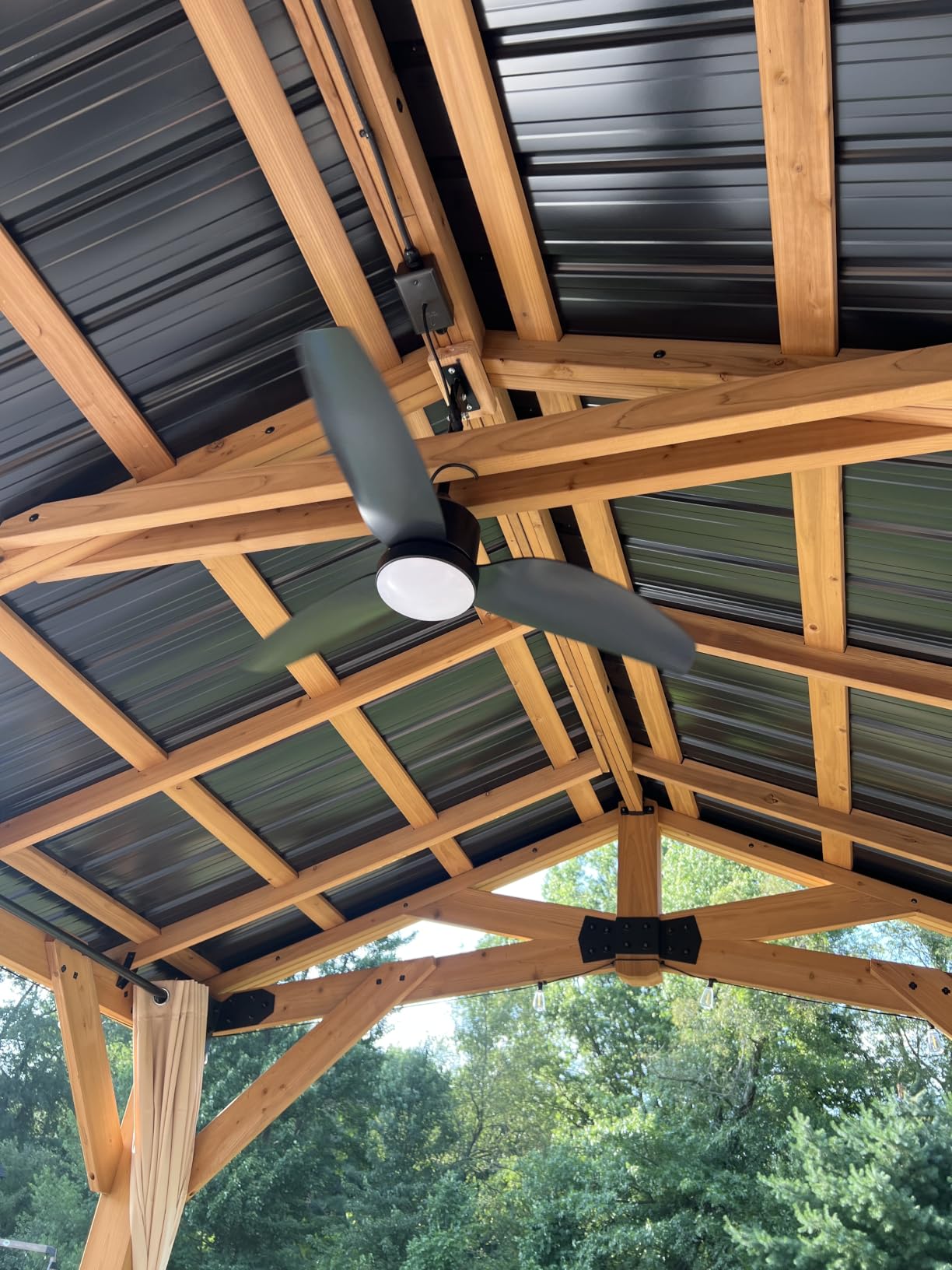 Depuley Outdoor Ceiling Fan with Light: 42 Inch Waterproof Gazebo Fans with Lights Outdoor Hanging - Plug in Remote App Control for Patio Indoor Farmhouse Porch - 6 Speed Reversible DC Motor Walnut customer photo 1