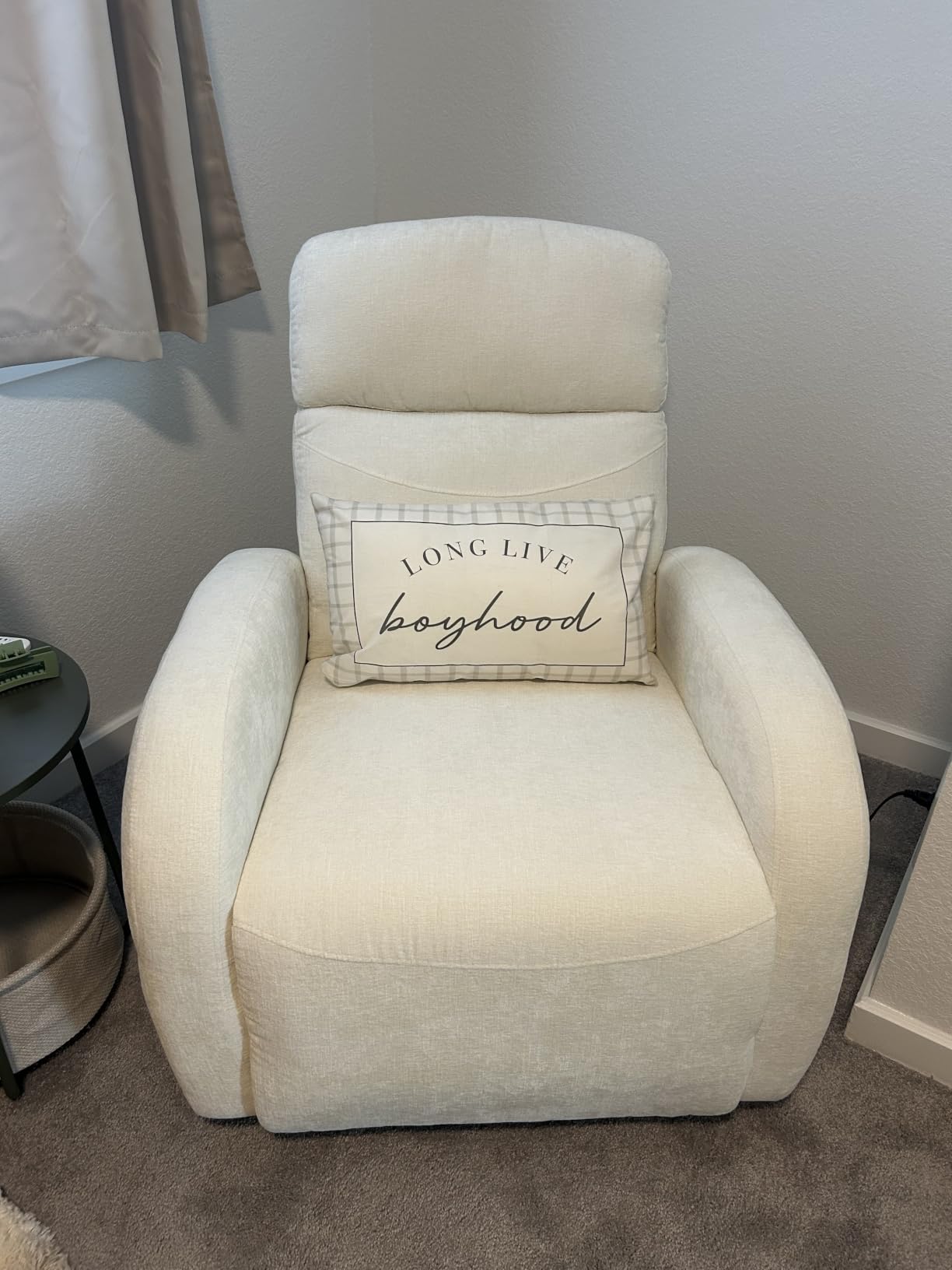 Power Nursery Glider Recliner, Chenille Electric Rocker Recliner with Type-C & USB Port, Nursery Swivel Rocker Recliners with Double Pockets for Adult, Cream White customer photo 1