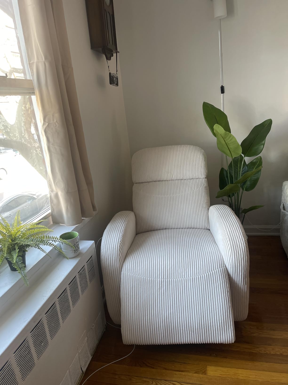 Power Nursery Glider Recliner, Chenille Electric Rocker Recliner with Type-C & USB Port, Nursery Swivel Rocker Recliners with Double Pockets for Adult, Cream White customer photo 2