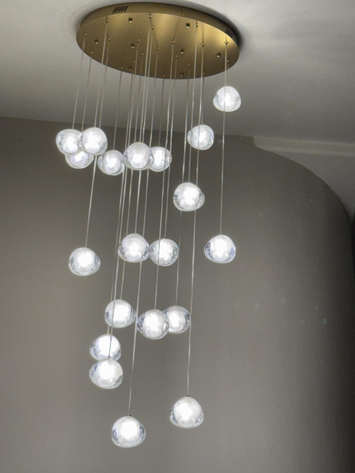 14-Light Modern Chandeliers for Entrance High Ceiling Chandelier Long Lights Fixture LED Ceiling Light Bubble Crystal for Hallway Foyer Stairwell customer photo 1