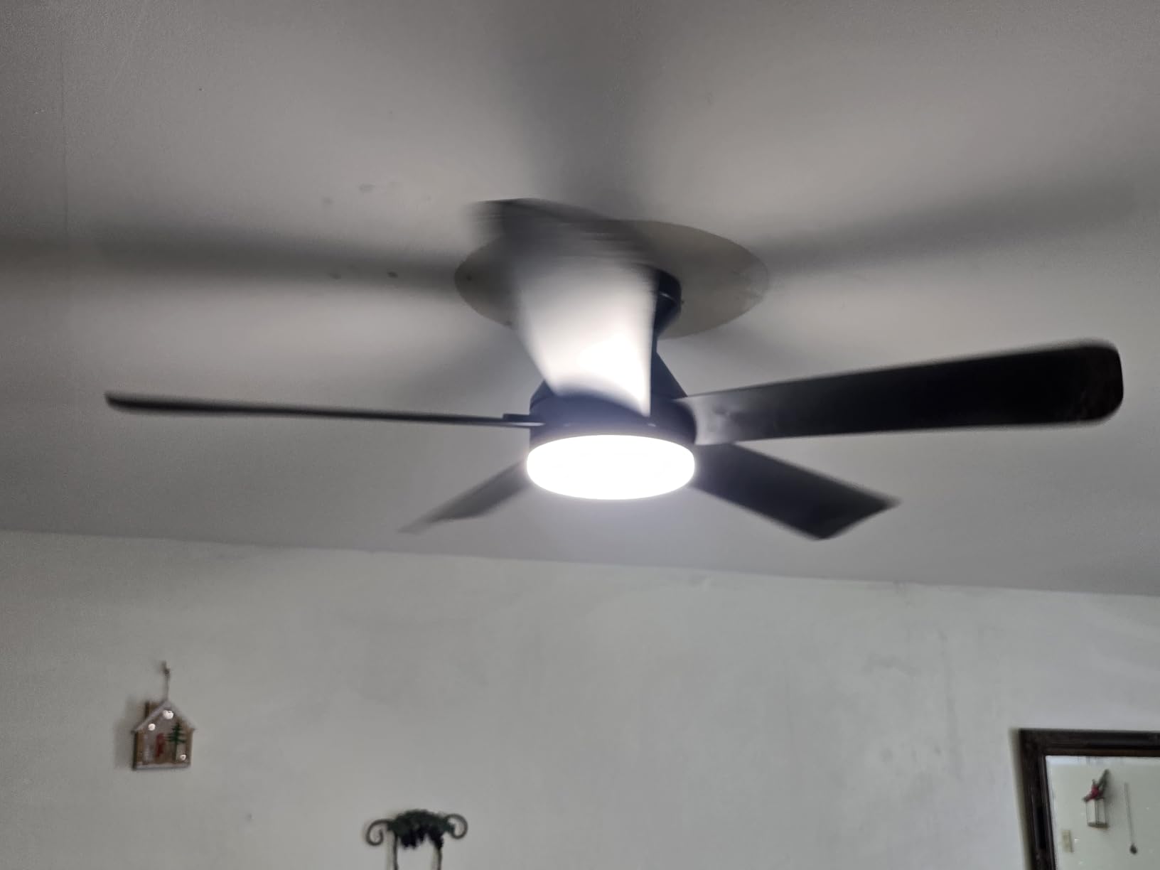 Depuley Modern Ceiling Fan with Light: 42-Inch Black Small Fans for Bedroom Indoor Outdoor - Dimmable Low Profile Ceiling Fans with Remote Control Flush Mount 5 Reversible Black Blades 6 Speeds Timer customer photo 1