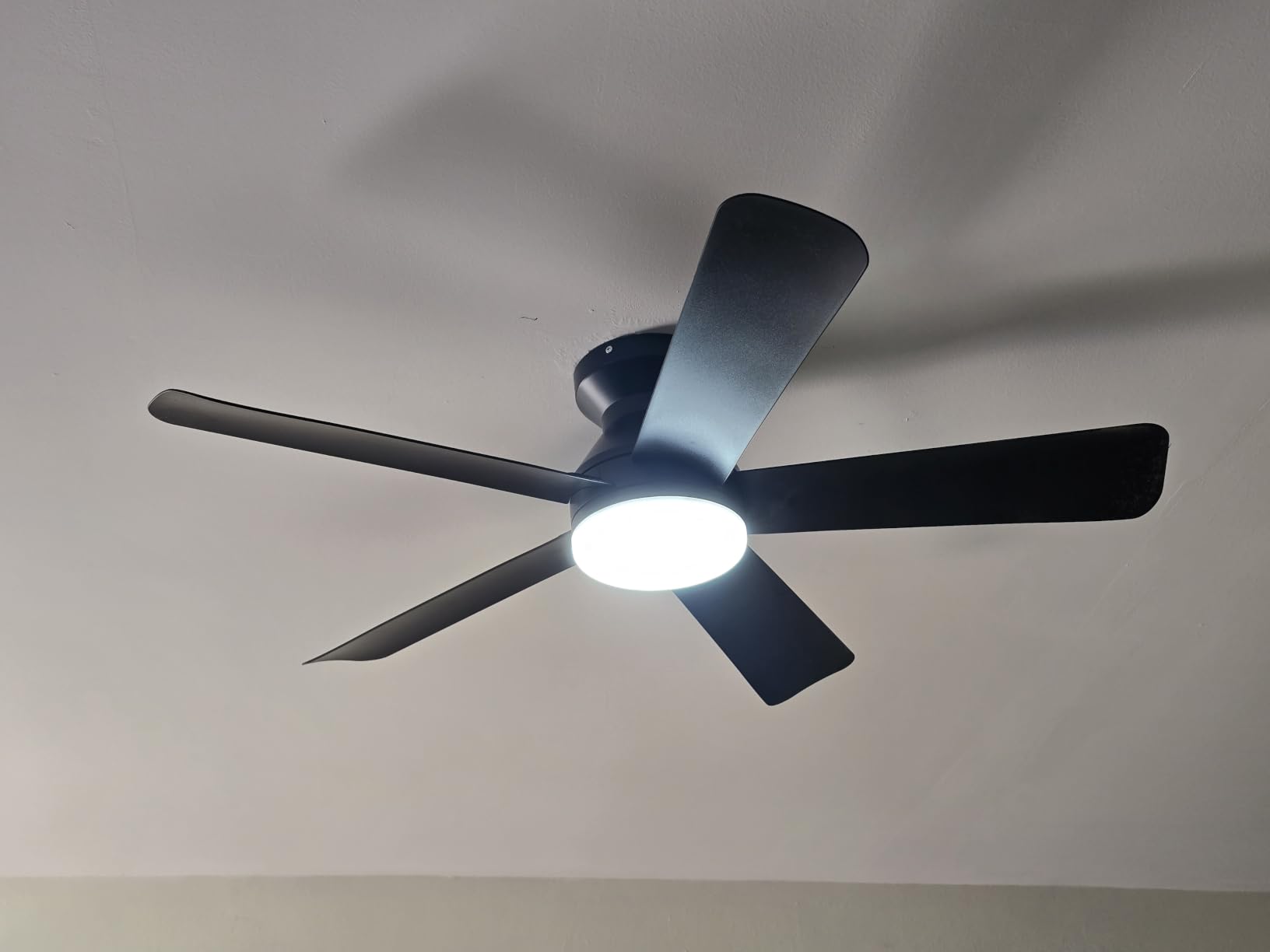 Depuley Modern Ceiling Fan with Light: 42-Inch Black Small Fans for Bedroom Indoor Outdoor - Dimmable Low Profile Ceiling Fans with Remote Control Flush Mount 5 Reversible Black Blades 6 Speeds Timer customer photo 2