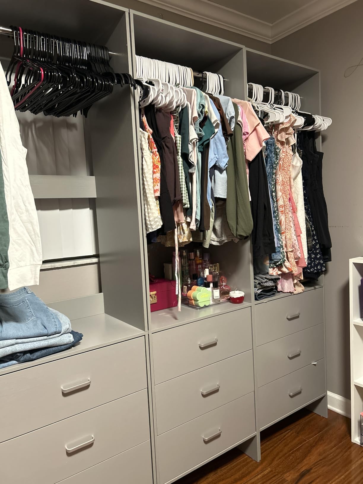 Aheaplus Closet System Closet Organizer, Wood Closets Organizer System, Walk-in Closet or Wardrobe, Clothes Rack with Hanging Rods, 8FT Closets, Set of 4, White customer photo 2