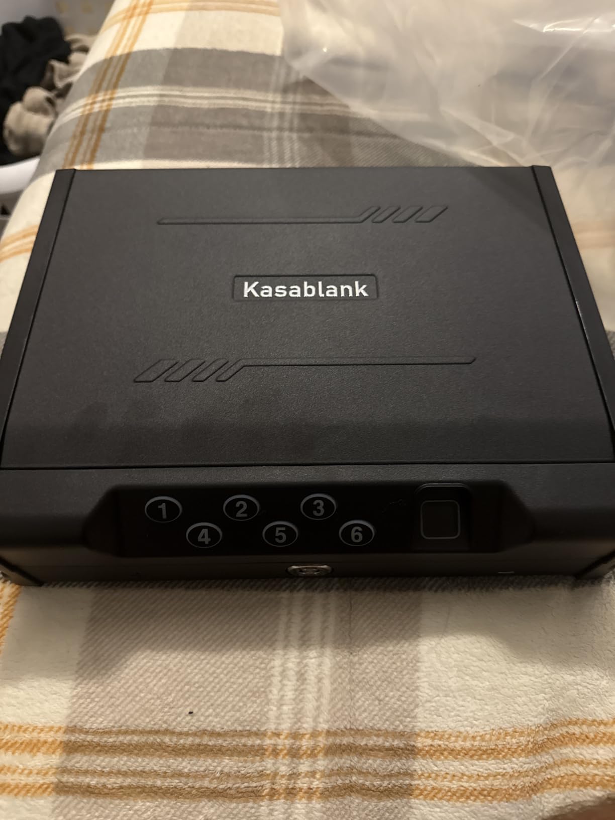 Biometric Fingerprint Handgun Safe, Small Nightstand Gun Lock Box with 3 Access Modes, 0.1s Quick Fingerprint Unlock & Voice Prompt customer photo 1