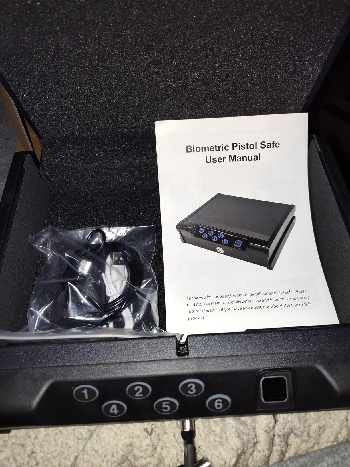 Biometric Fingerprint Handgun Safe, Small Nightstand Gun Lock Box with 3 Access Modes, 0.1s Quick Fingerprint Unlock & Voice Prompt customer photo 2