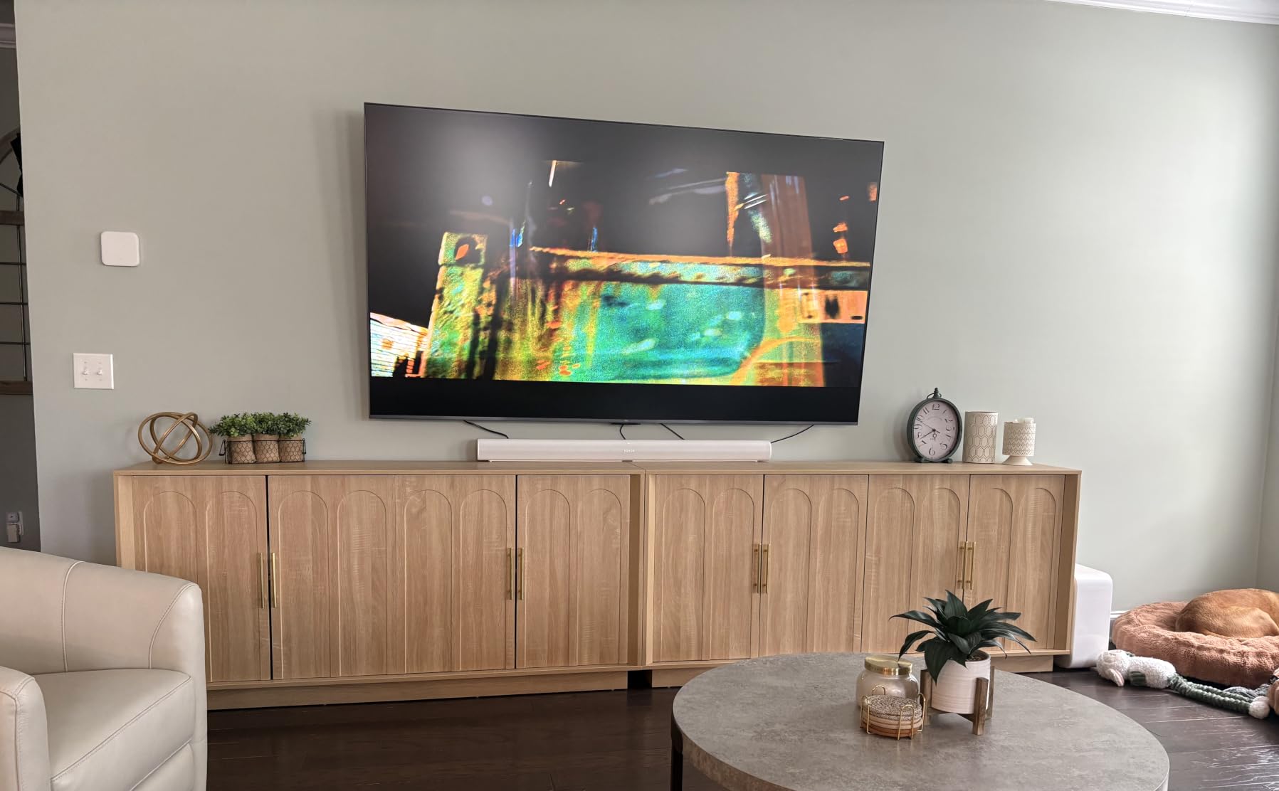 FORTUNETEC Sideboard Buffet Cabinet with Storage, Modern Accent Cabinet with Arched Doors, Boho Modular Media Console, 67