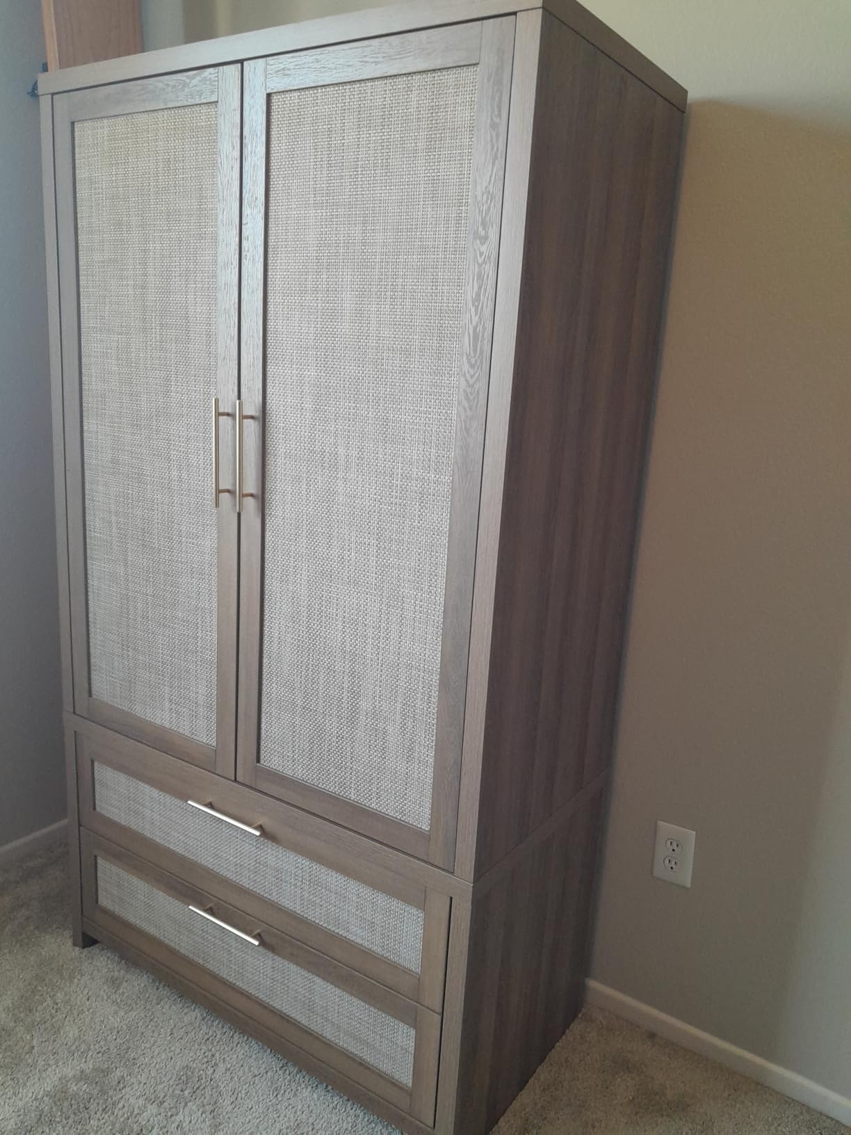 SICOTAS 71 inch Rattan Wardrobe Closet : Armoire Wardrobe with Drawers | Farmhouse Boho Storage Cabinet with Hanging Rod, Large-Capacity Deep Armoire Clothes Organizer for Bedroom, Cloak Room customer photo 1