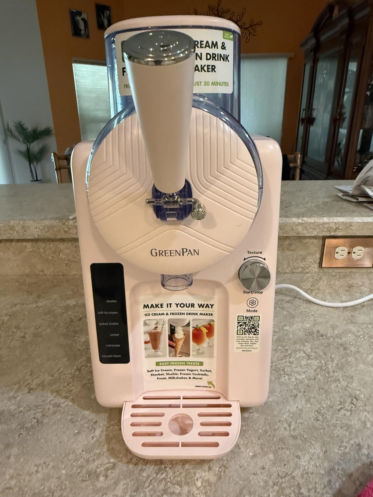 GreenPan Frost Ice Cream Maker & Slushie Machine, Soft Serve, Sorbet, Margaritas, Milkshakes, Frozen Yogurt, No Pre-Freezing, Ready in 15 Mins, 6 Modes, 7 Textures, Self-Cleaning, Family Size, Pink customer photo 2