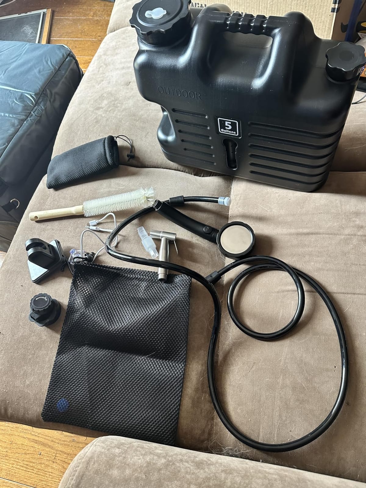 Digury Portable Camping Shower with 5 Gallon Water Jug, 6000mAh Rechargeable Outdoor Camping Shower Kit, IPX7 Waterproof Pump BPA Free Water Containers Camp Essentials customer photo 2