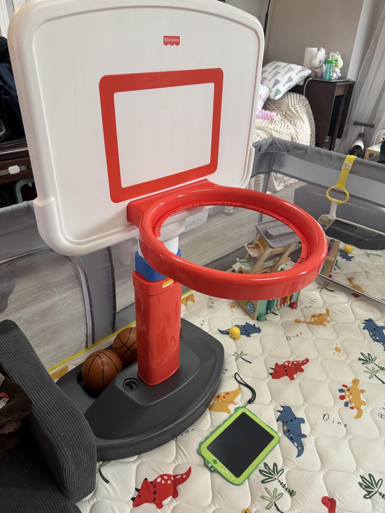 Fisher-Price Grow-to-Pro Basketball Hoop for Toddlers & Kids - Adjustable Height Indoor/Outdoor Play Set with Ball, 18 Months - 5 Year customer photo 2