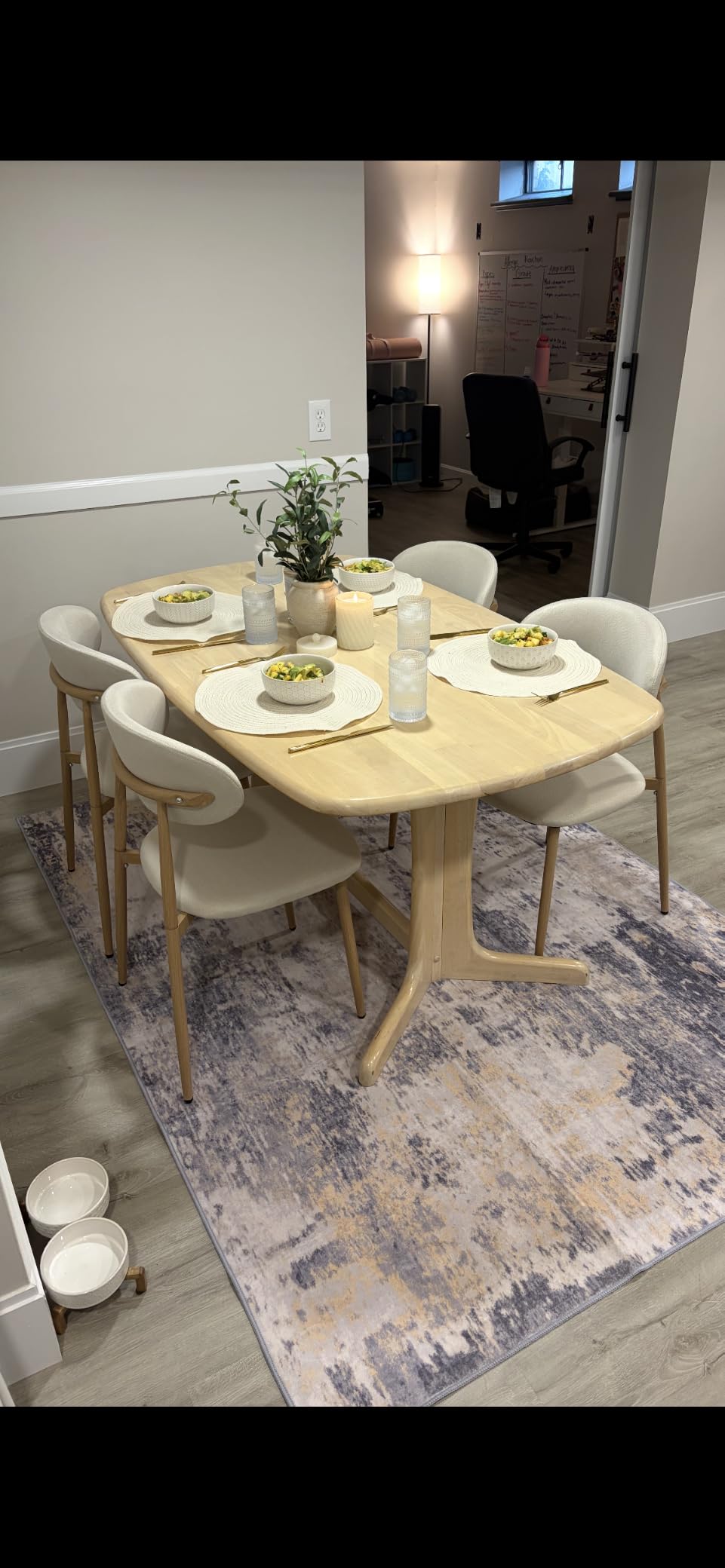 Kitchen Dining Chairs Set of 4 Modern Soft Linen Farmhouse Dining Room Chair with Metal Legs, Beige/Walnut customer photo 1