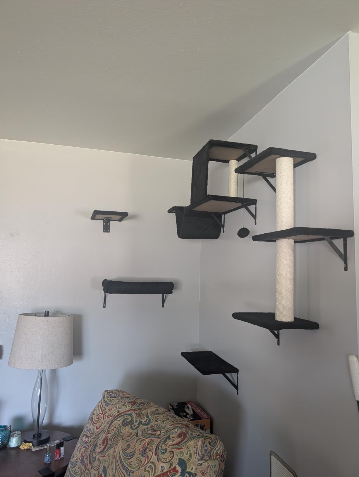 Cat Wall Shelves, Stable & Safe 6 in 1 Cat Furniture Set Black, for Cats to Climb, Hide, Lounge, and Scratch customer photo 2