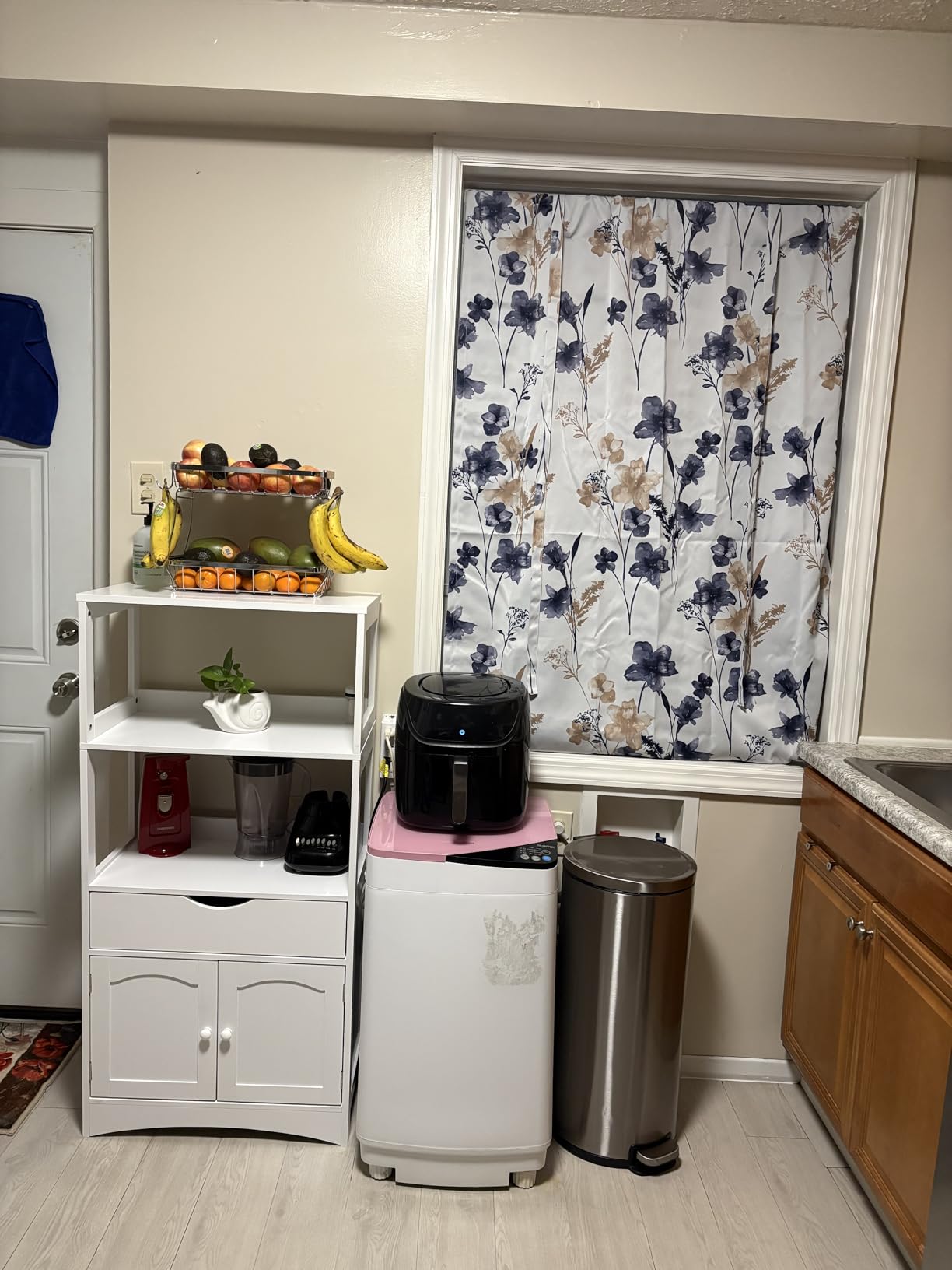 DICTAC Kitchen Pantry Storage Cabinets with Shelves,Drawer and Doors,Microwave Cart with Storage,Freestanding Floor Sideboard Cabinet with Microwave Space,Bookshelf,Display Unit for Home,White customer photo 2