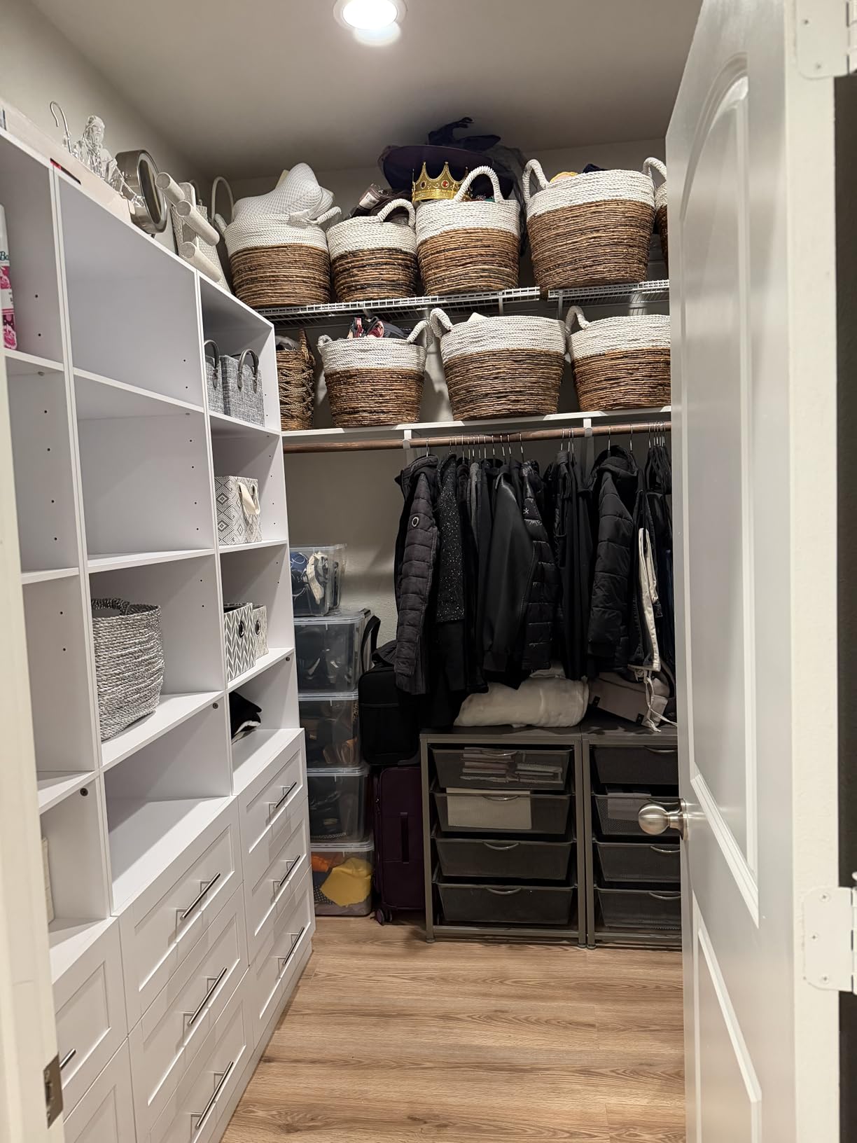 Closet System with 3 Drawers & 4 Shelves, Wood Closet Organizer System with 1 Extra Hanging Rod for Walk in Closet, Modular Closet Organizer System White(2FT) customer photo 2