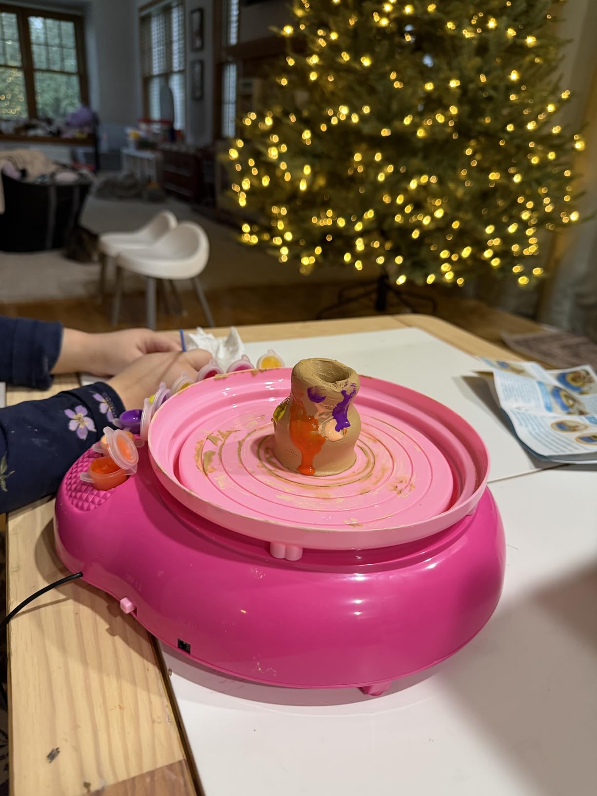 Pottery Wheel for Kids with Air Dry Clay Kit, 12 Paints & Tools, Ages 6-12 customer photo 1