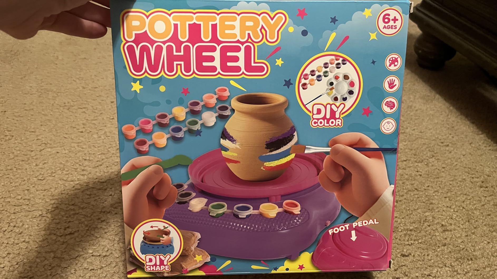 Pottery Wheel for Kids with Air Dry Clay Kit, 12 Paints & Tools, Ages 6-12 customer photo 2