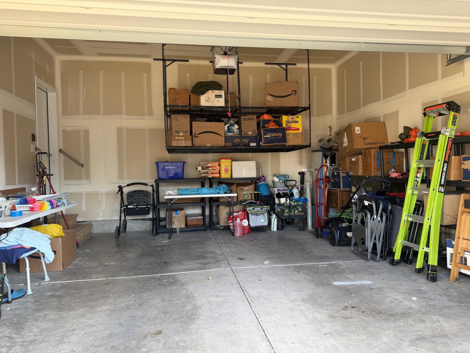 FLEXIMOUNTS 4x8 2-Tier Overhead Ceiling Garage Storage Rack - Adjustable Heavy Duty Metal Garage Ceiling Storage Racks, 1000 lbs Capacity - Garages Organization System for 9-15 ft Tall Garages, Black customer photo 2
