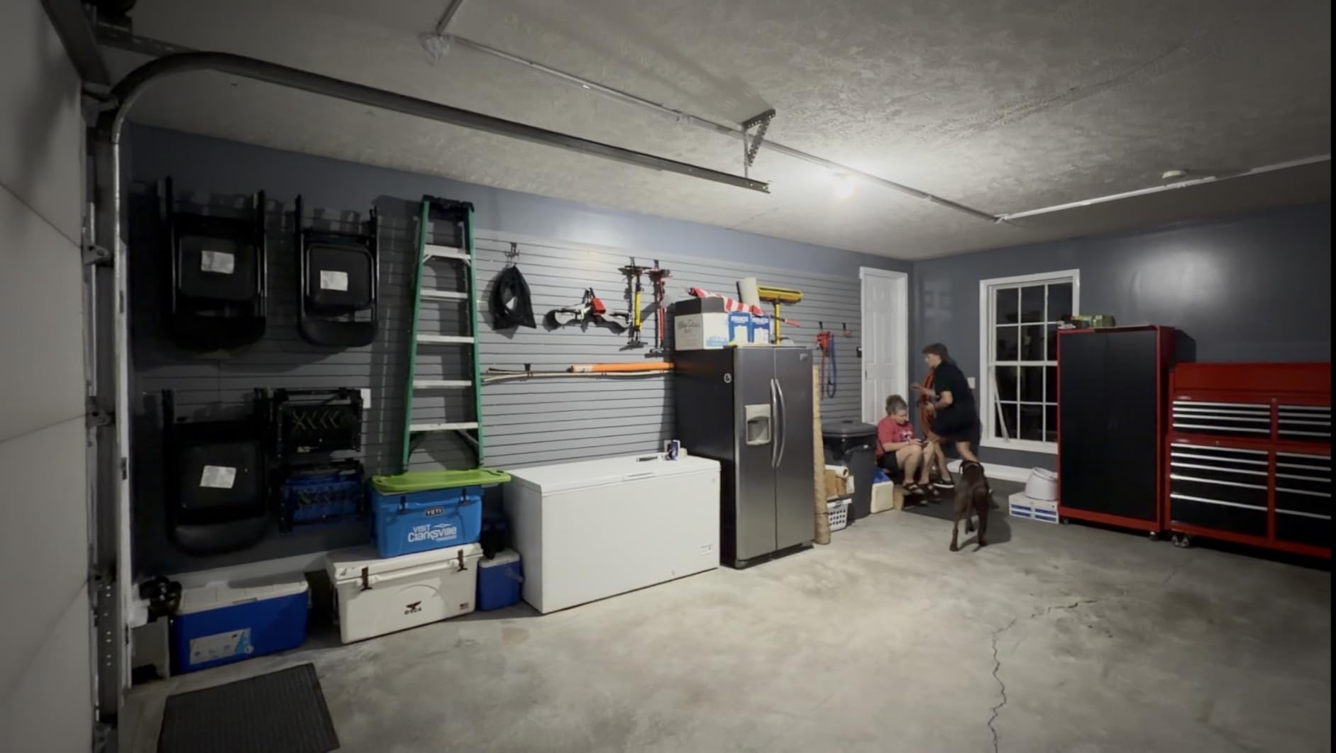 4 x 8 ft PVC Slatwall Panels for Garage Wall Organizer, Grey | Creates a 4 x 8 ft slat wall covering 32 sq ft; includes edge trims, mounting hardware, drill bit, and instructions customer photo 1