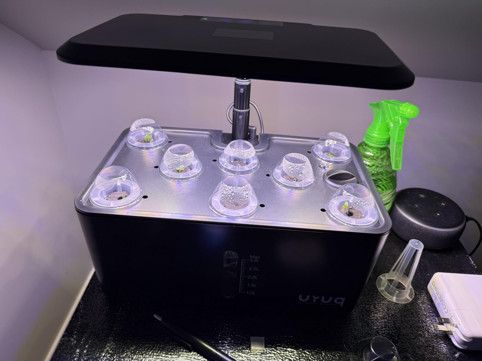 URUQ 8 Pods Hydroponics Growing System with LED Grow Light - Black | Quiet Water Pump, Automatic Timer, Adjustable Height for Fresh Herbs, Vegetables, Indoor Kitchen Gardening Gifts for Women customer photo 1