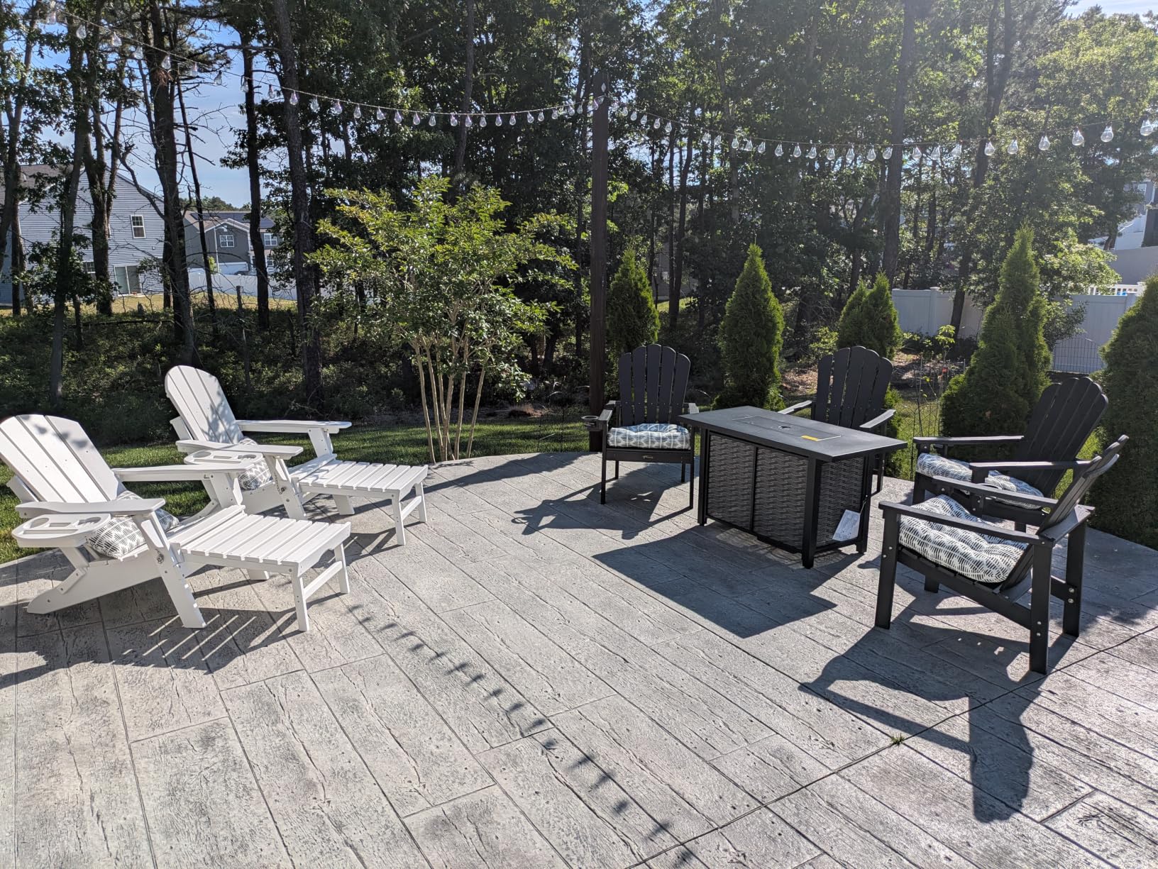 THOEOE Stackable Adirondack Chair Set of 4, HDPE Fire Pit Chairs Set of 4 | All-Weather Plastic Outdoor Chairs, with Cup Holder, Wide Seat, Durable and Space Saving, for Deck, Backyard, Lawn, Black customer photo 2