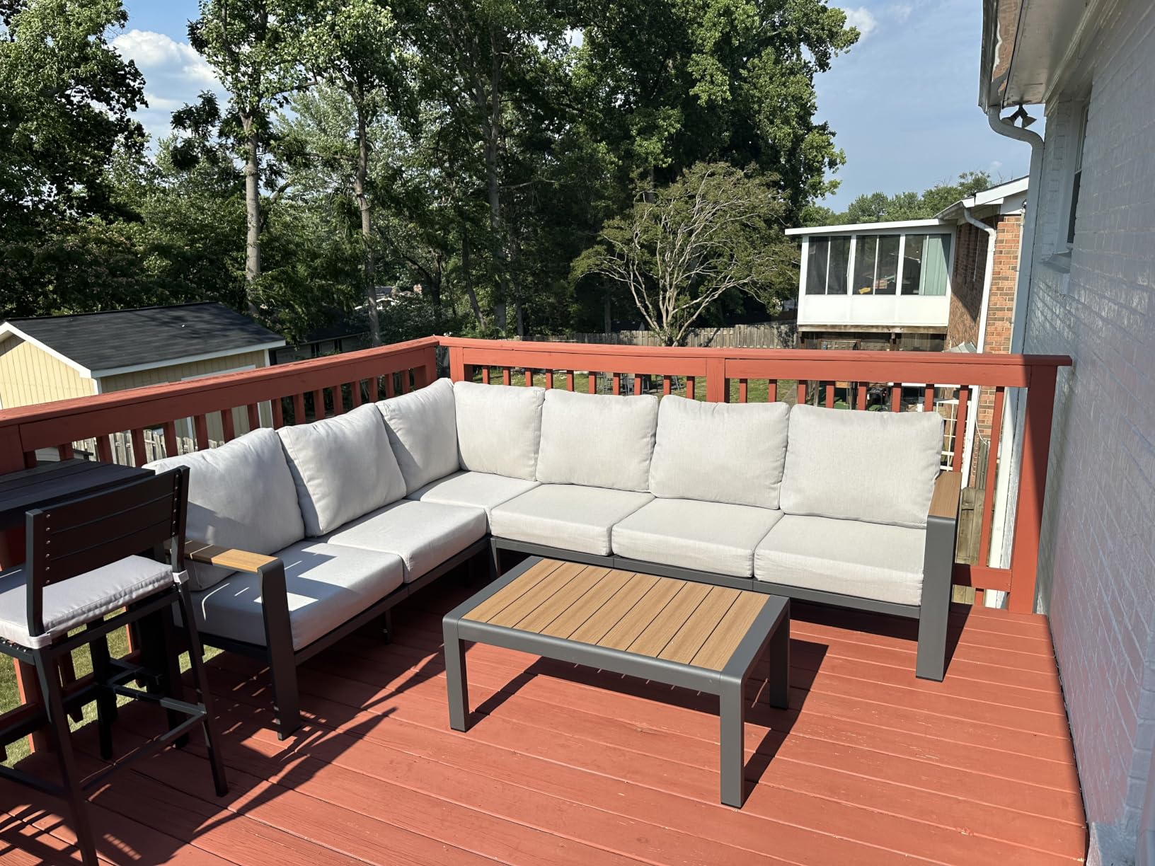 Aluminum Outdoor Patio Furniture Set 8 Seats, Outdoor Sectional Corner Sofa, Patio Conversation Set with Coffee Table & Washable Cushions, Furniture Set for Porch, Balcony, Deck, Graphite customer photo 1