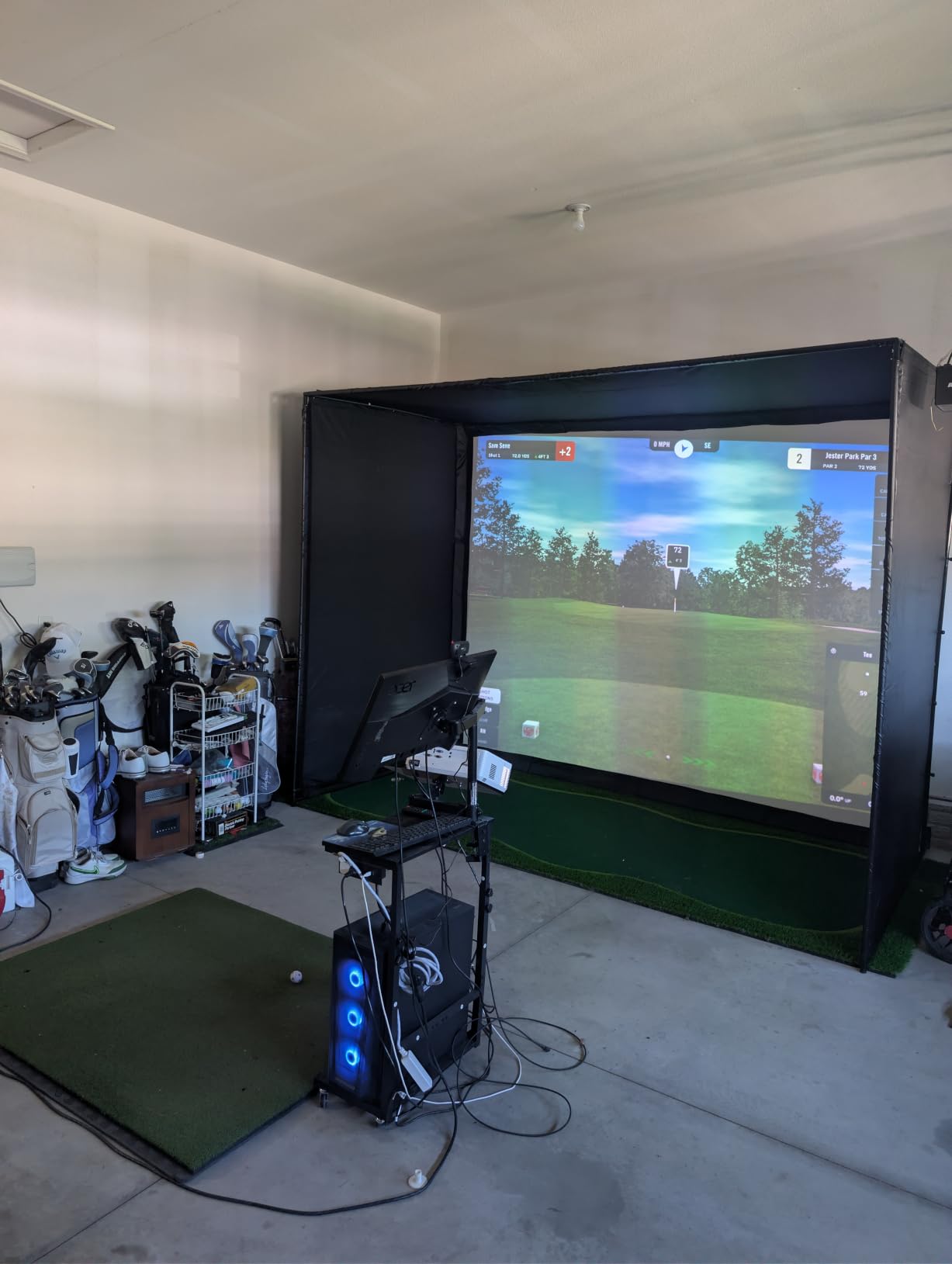 Golf Simulator Enclosure for Home Garage Indoor Sim Practice with Screen | 10 x 8 x 5 Ft with HD Impact Screen Two Shank Nets Corner Foam Padding (Projector Launch Monitor & Hitting Mat Not Included) customer photo 1