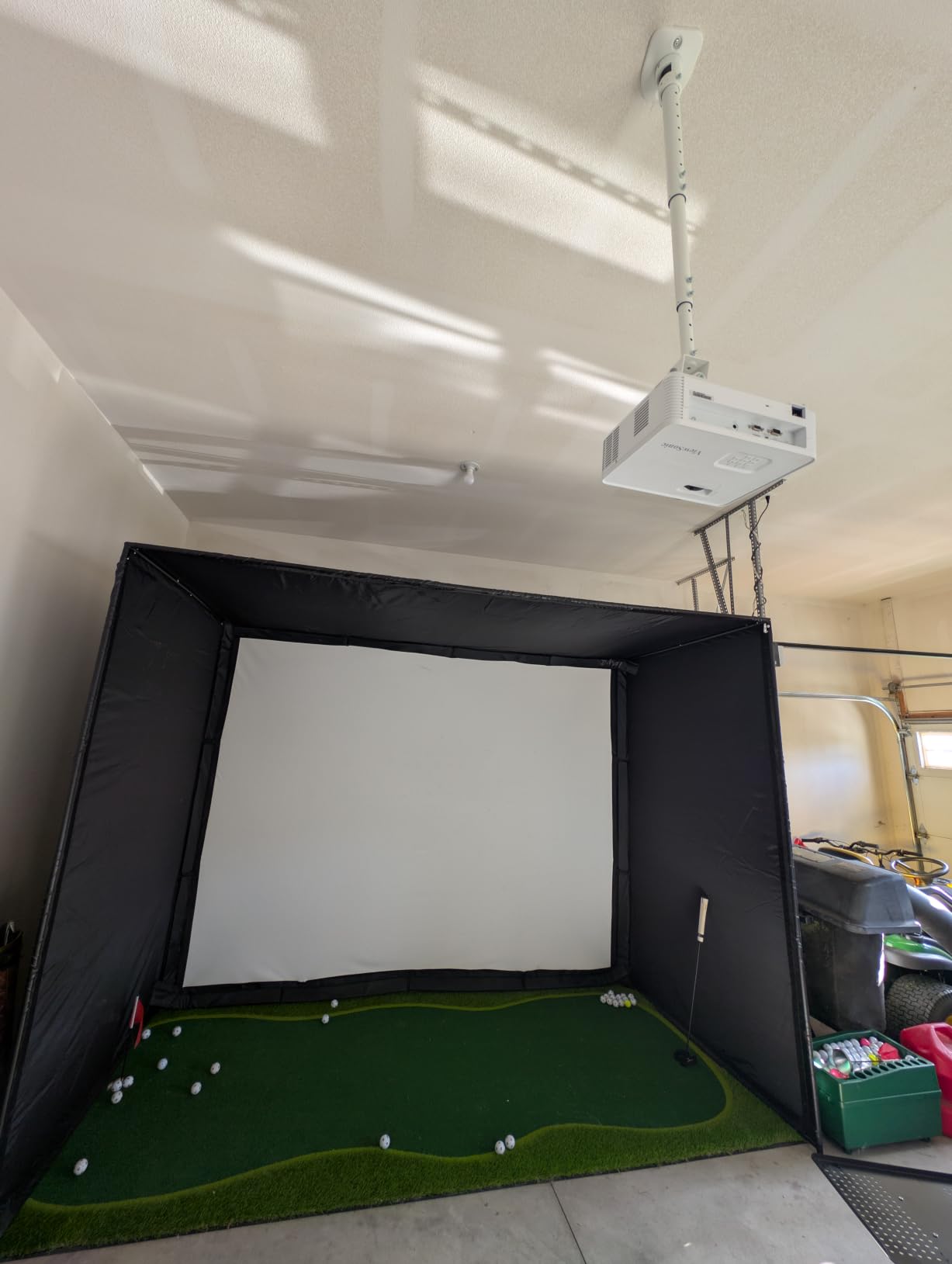 Golf Simulator Enclosure for Home Garage Indoor Sim Practice with Screen | 10 x 8 x 5 Ft with HD Impact Screen Two Shank Nets Corner Foam Padding (Projector Launch Monitor & Hitting Mat Not Included) customer photo 2