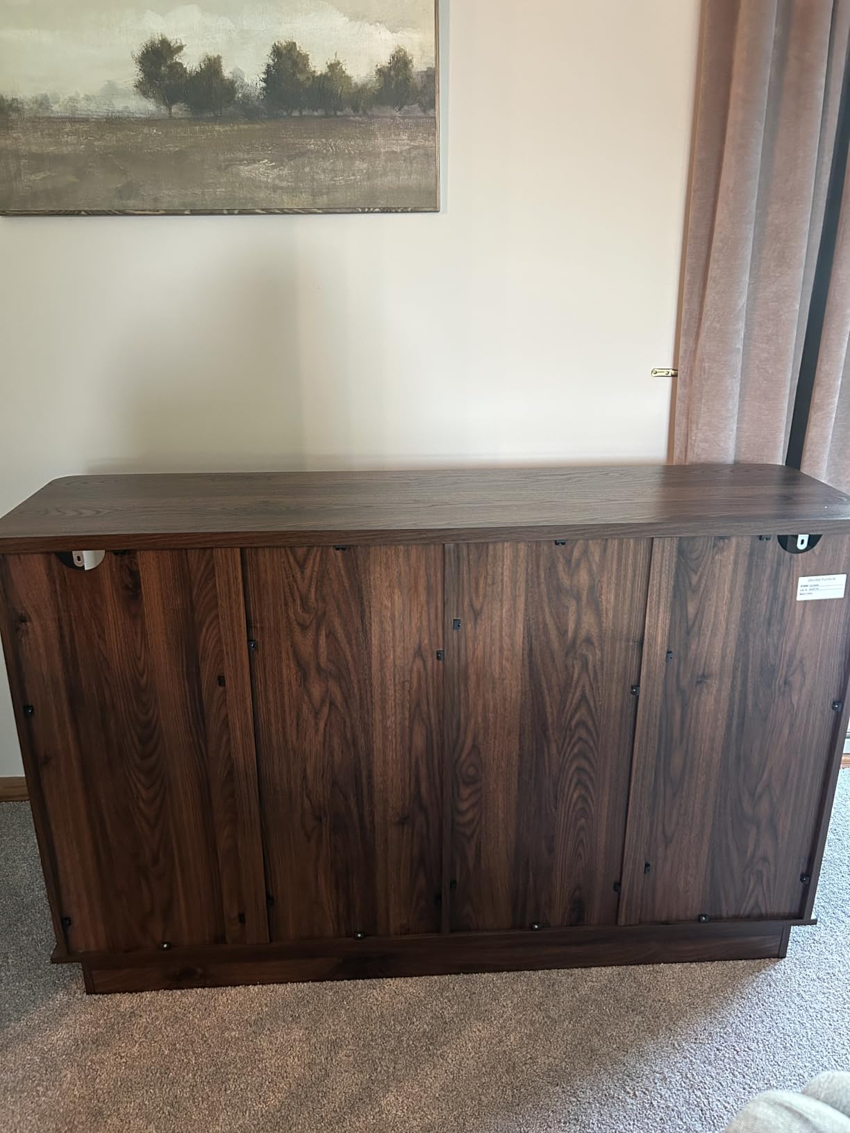 Okvnbjk Modern Sideboard Buffet Cabinet with Storage, Walnut | Fluted Coffee Bar Cabinet with 4 Doors & Adjustable Shelves for Kitchen, Dining Room, Living Room & Hallway customer photo 2