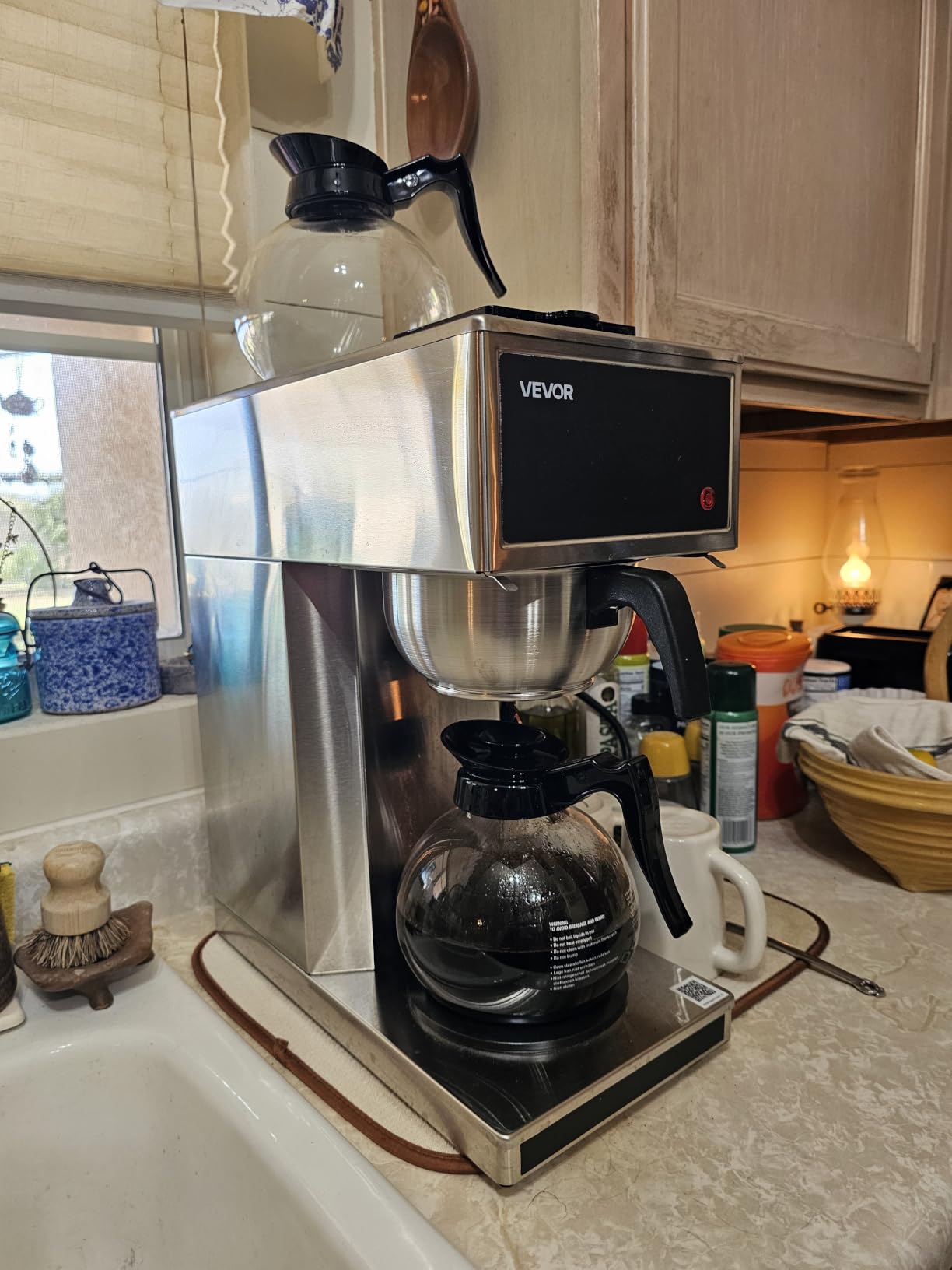 VEVOR Commercial Drip Coffee Maker, 12 Cups Coffee-Maker Machine with 2 Glass Carafes and 2 Decanter Warmer Plates, Stainless Steel Drip Style Coffee Brewer, for Restaurant, Office, Coffee Shop & Home customer photo 2