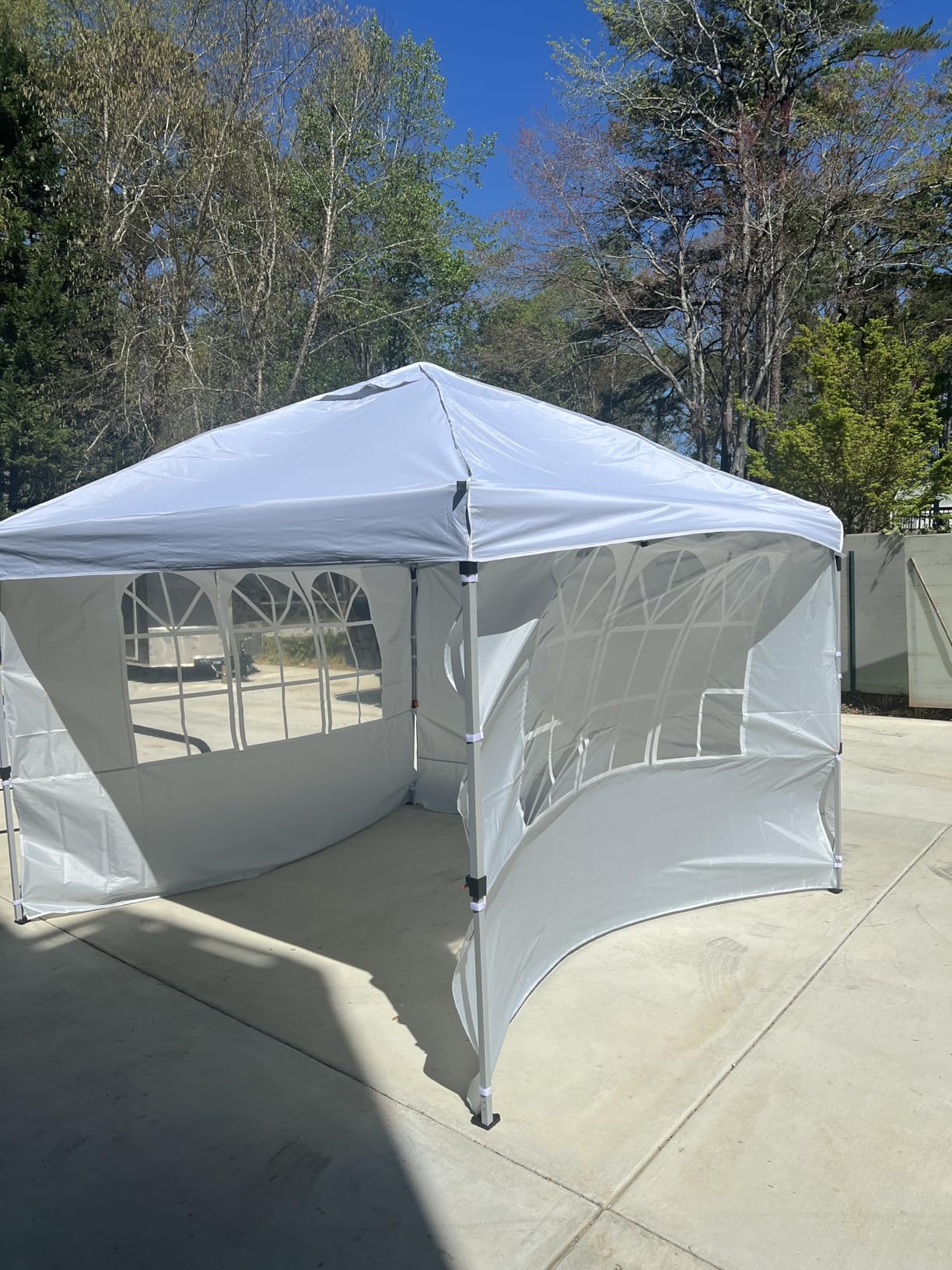 Raynesys 10x10ft Pop Up Canopy Tent with Sidewalls for Events, Parties | 10 Person Party Tent One Push Setup, Portable Gazebo Outdoor Sun Shade, Silver Coated Top, White customer photo 1