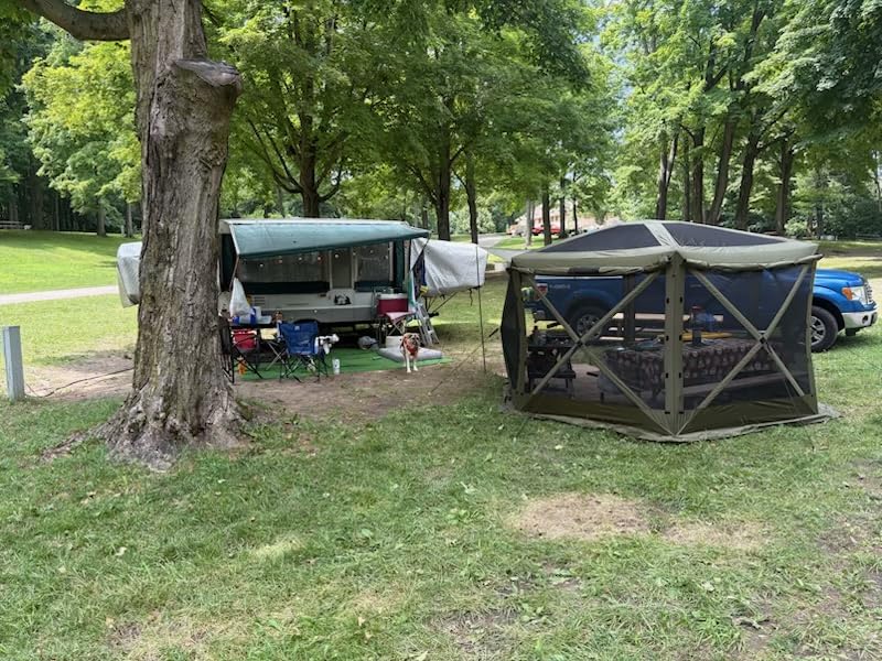 VEVOR Pop up Gazebo Screen Tent, 12 x 12 ft, 13-Sided Spherical Camping Canopy Tent with Removable Top & Carry Bag, Quick-Set & Bite-Proof, Screen House Sun Shelter for 8-10 Persons, Beige customer photo 2